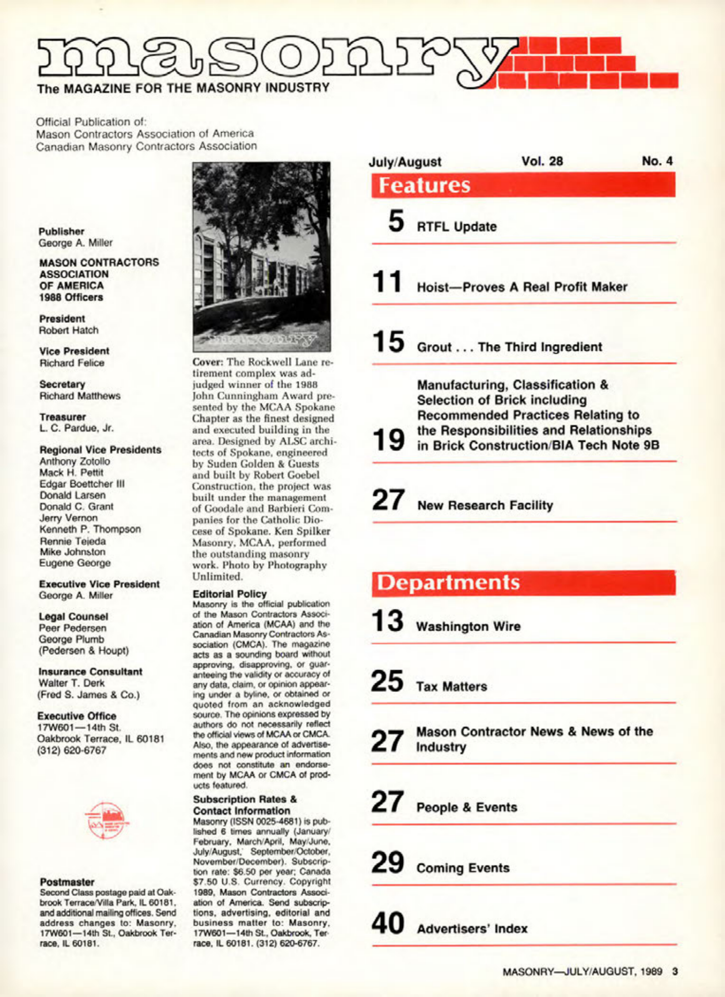 Masonry Magazine August 1989 Page. 3