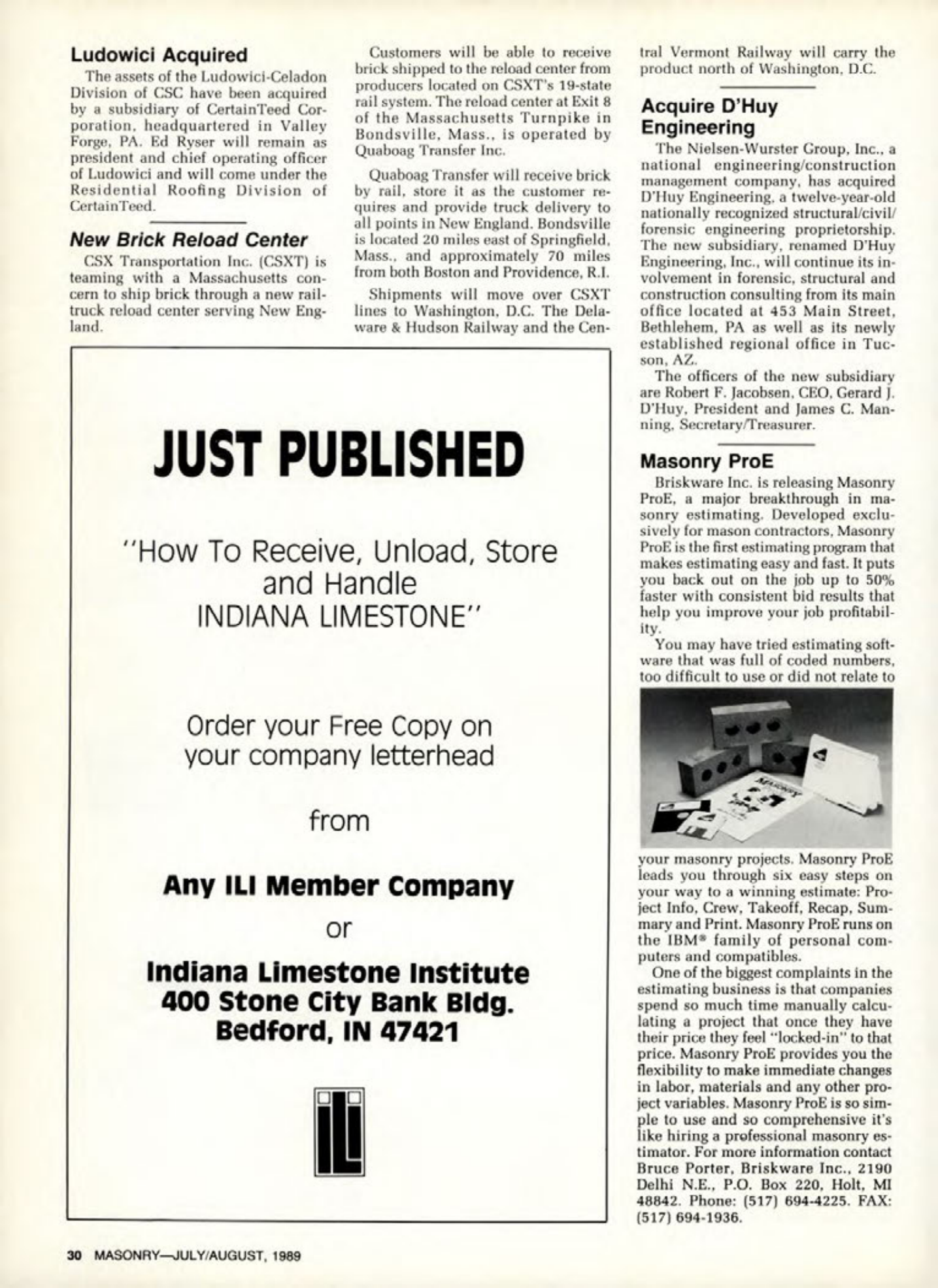 Masonry Magazine August 1989 Page. 30