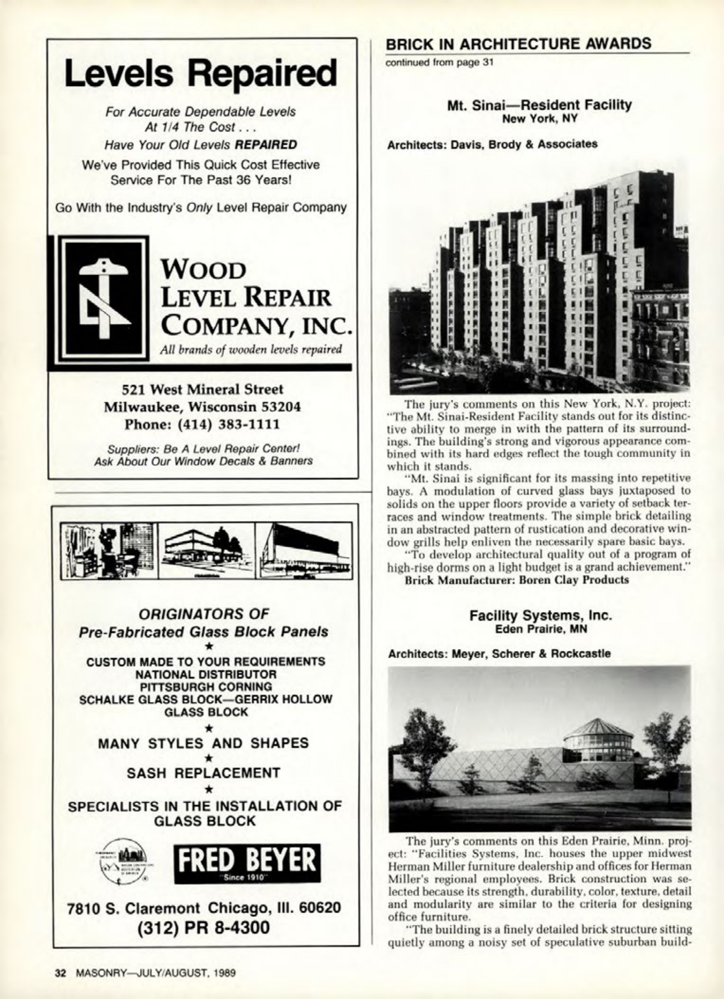 Masonry Magazine August 1989 Page. 32