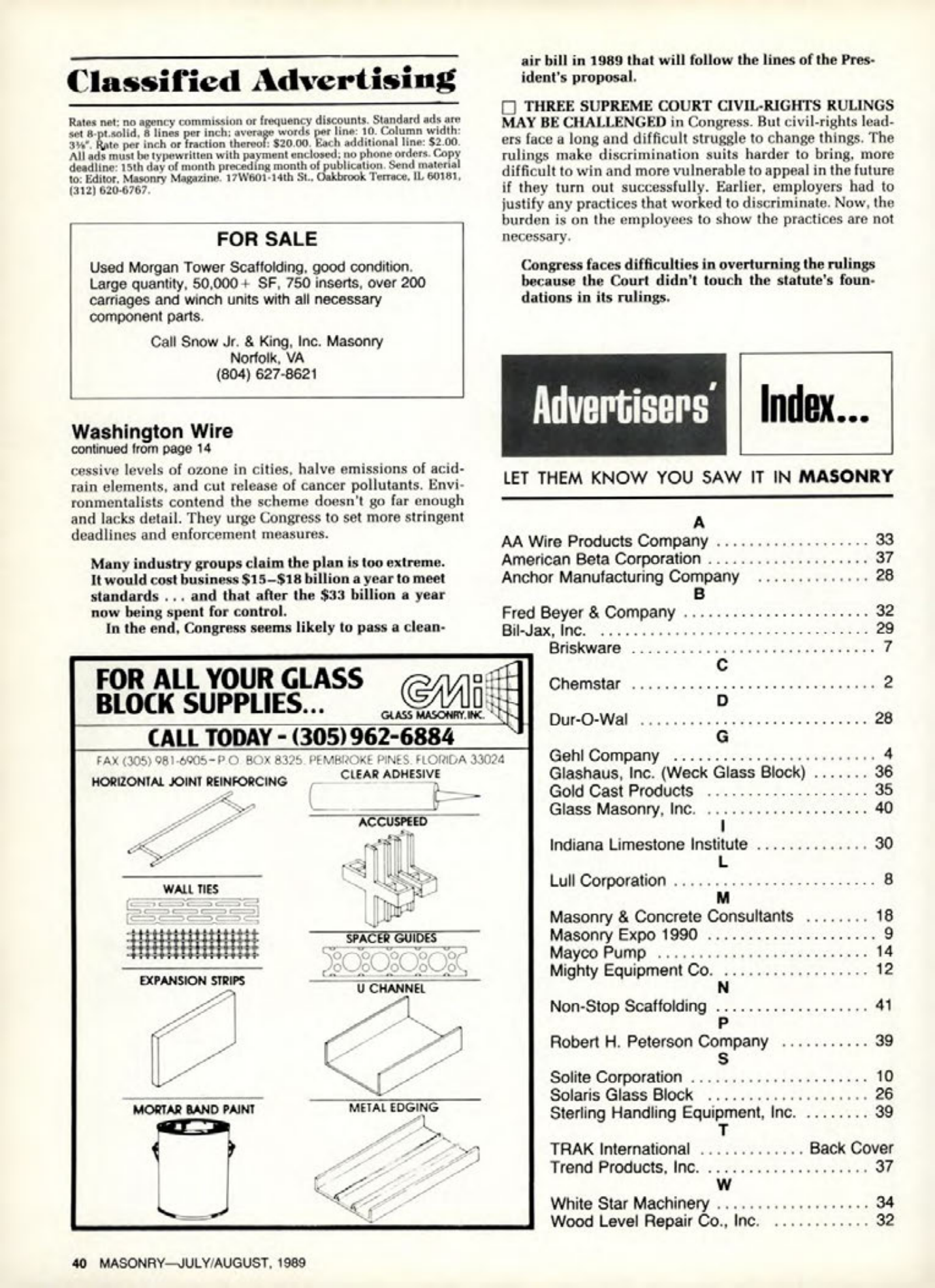 Masonry Magazine August 1989 Page. 40