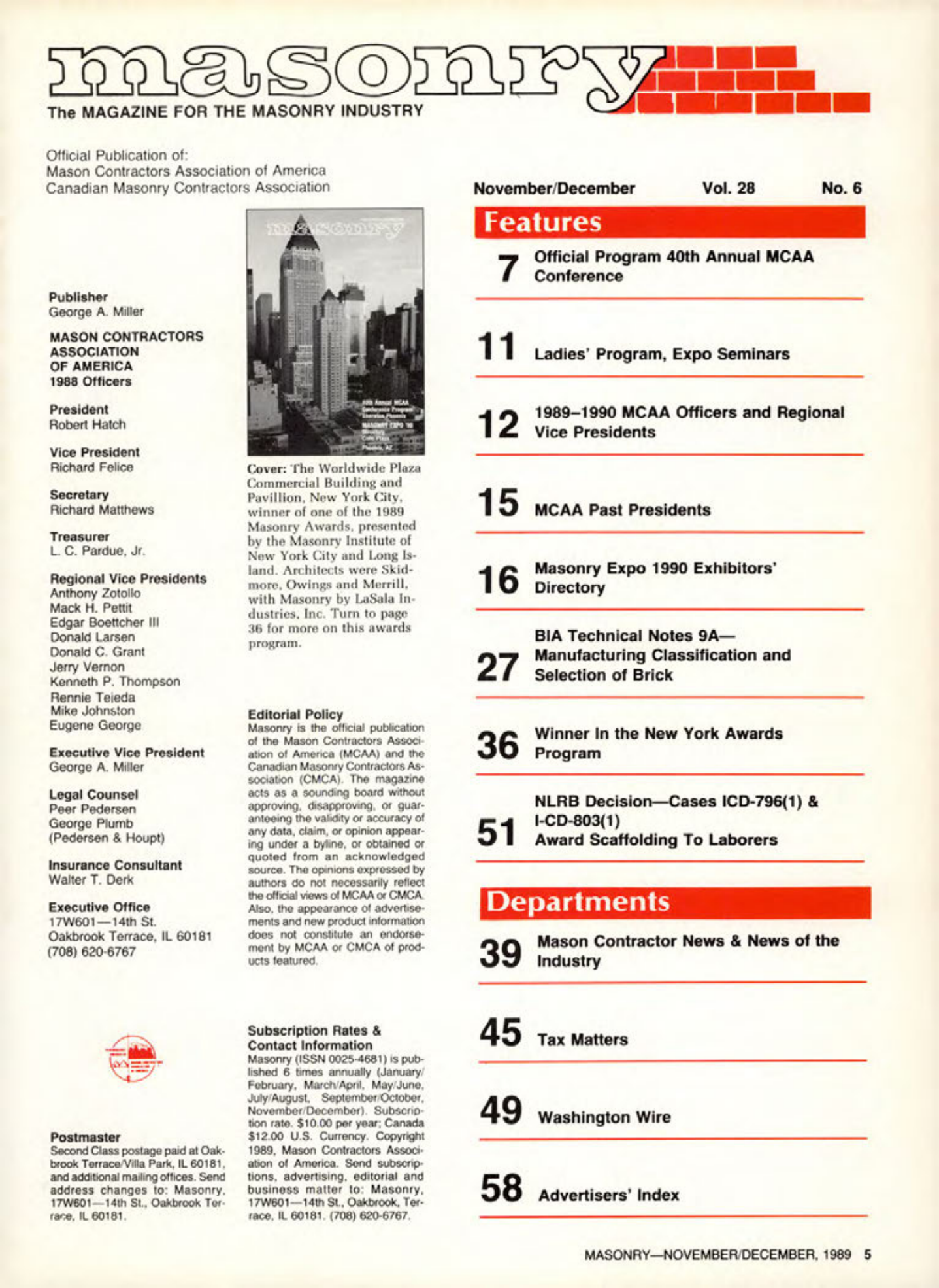 Masonry Magazine December 1989 Page. 5