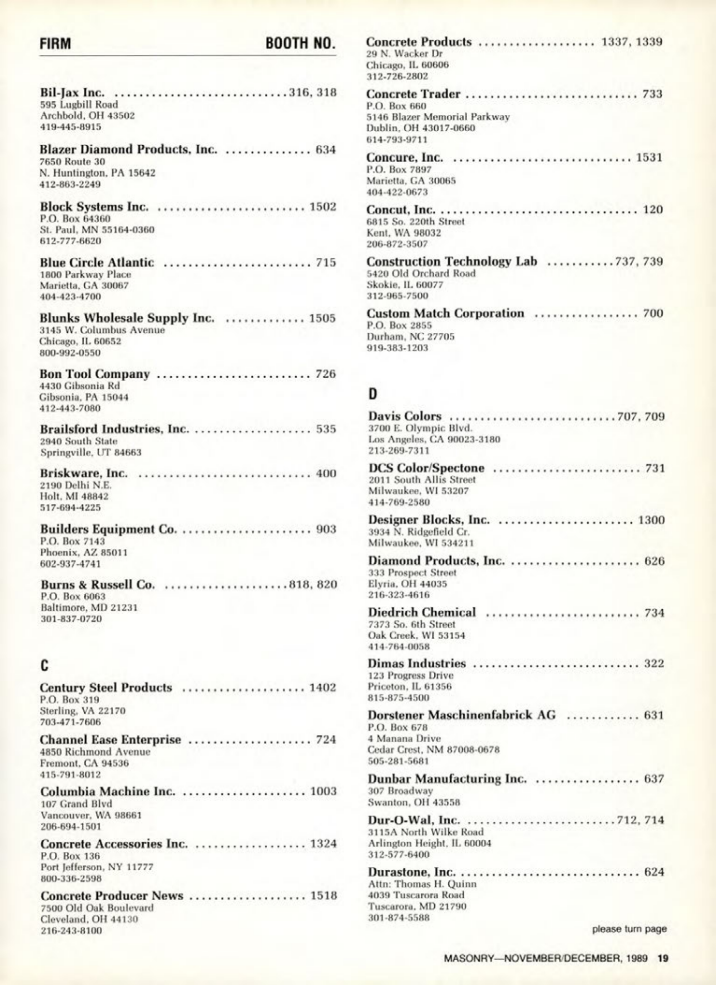 Masonry Magazine December 1989 Page. 19