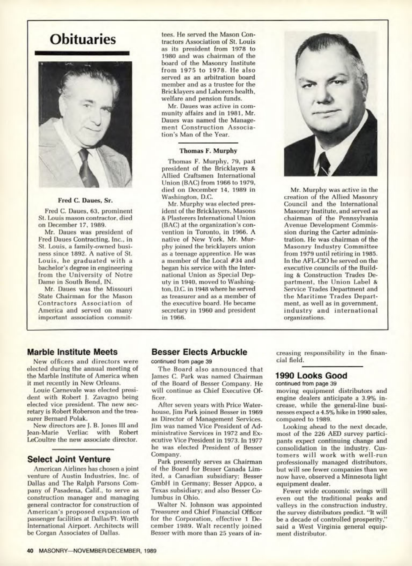 Masonry Magazine December 1989 Page. 40