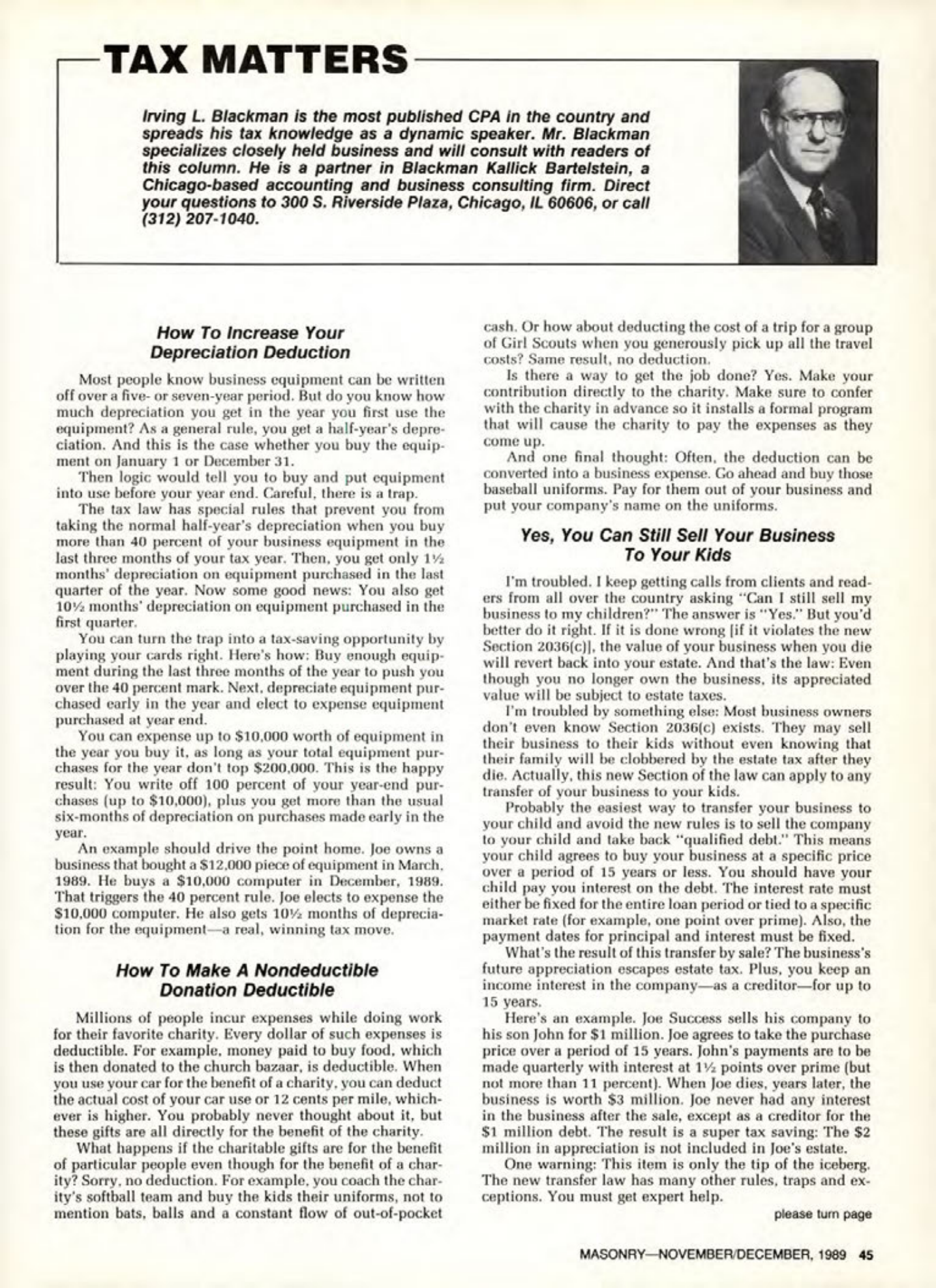 Masonry Magazine December 1989 Page. 45