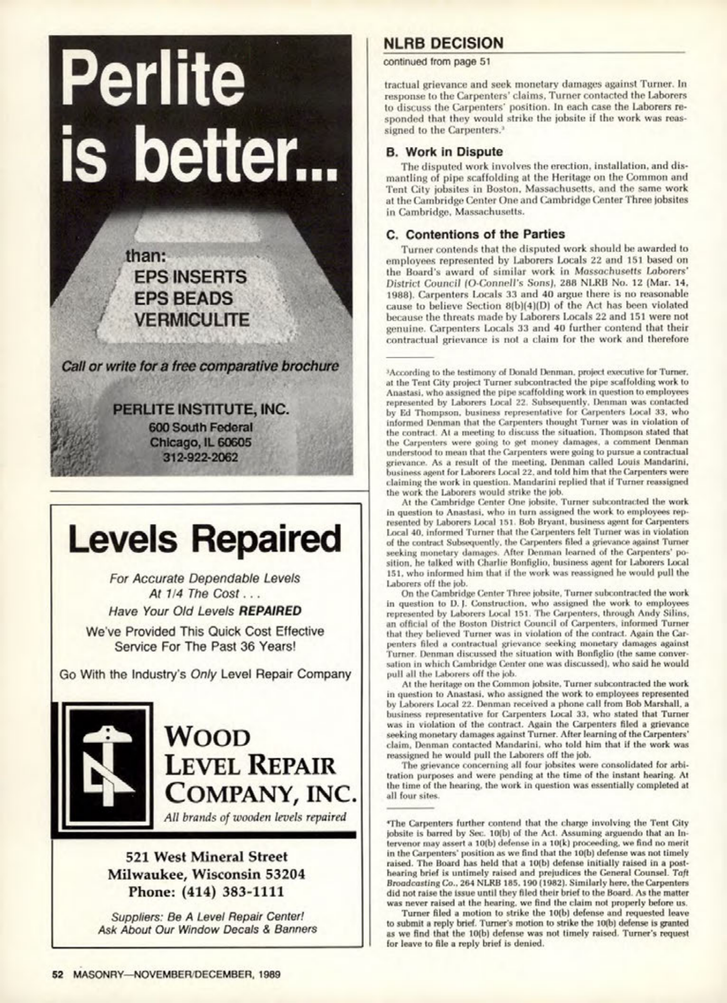 Masonry Magazine December 1989 Page. 52