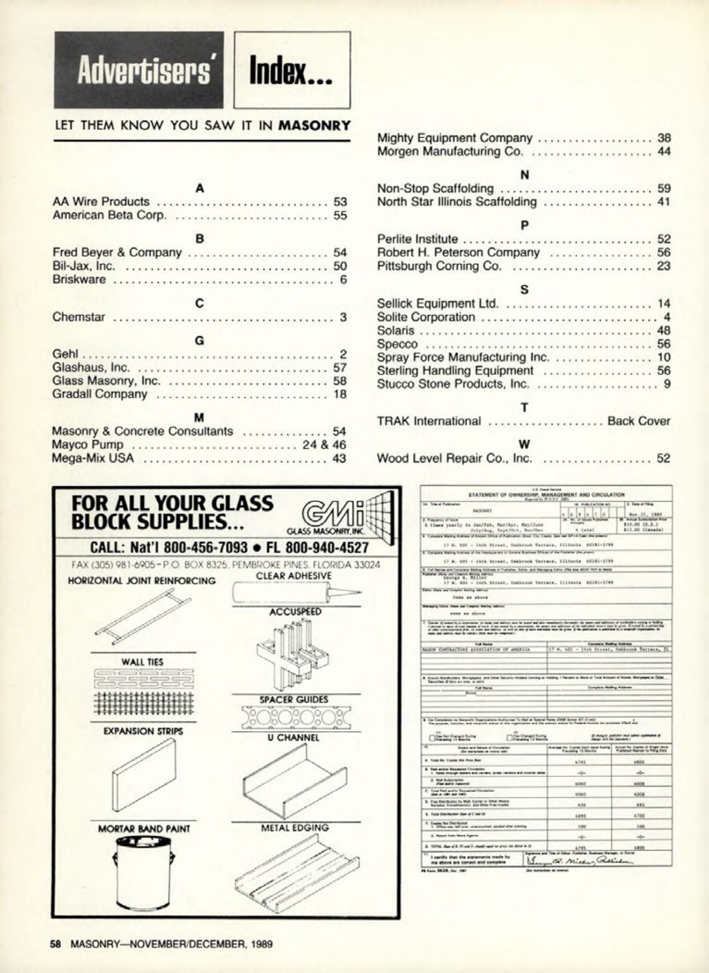 Masonry Magazine December 1989 Page. 58