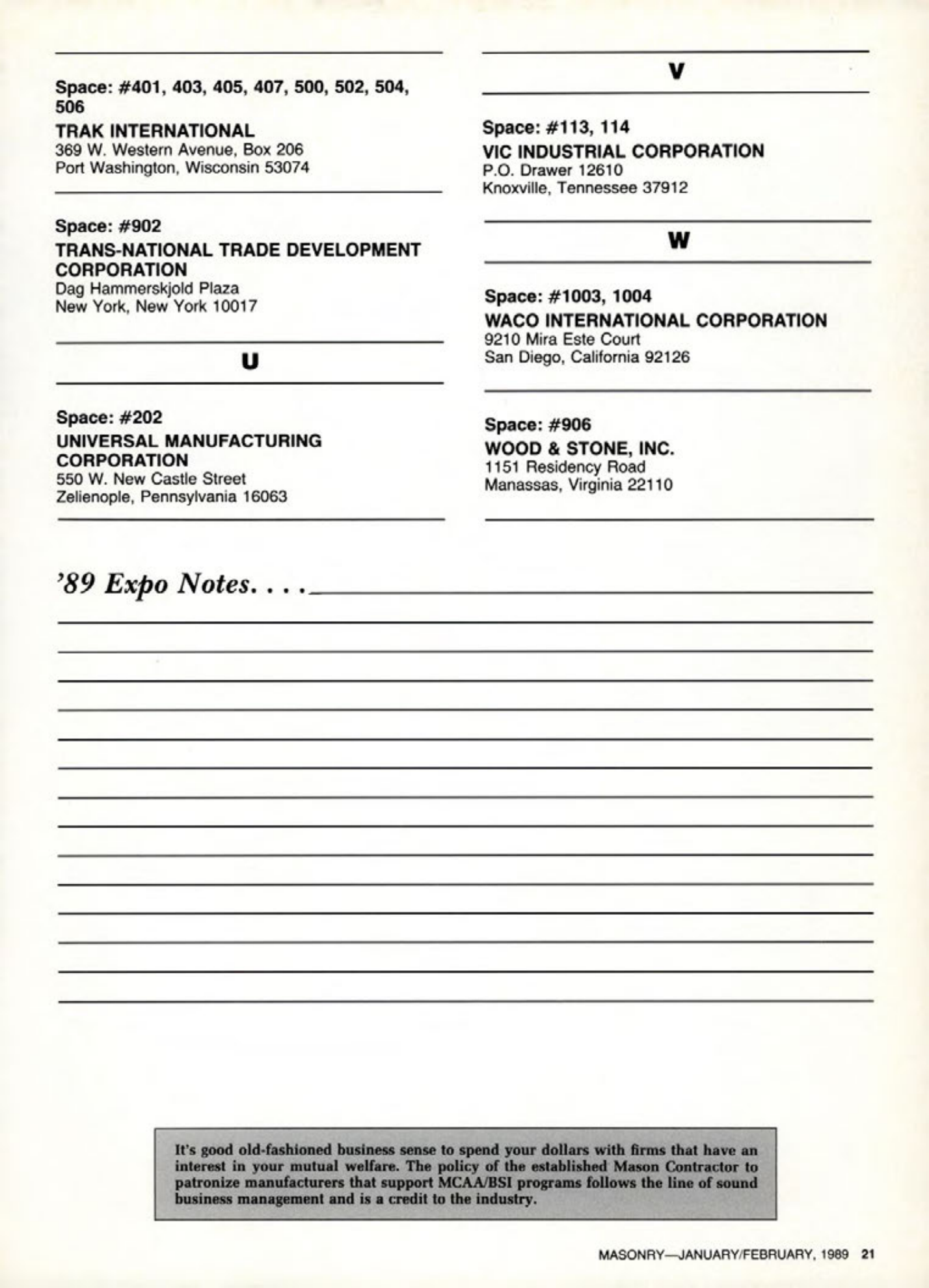 Masonry Magazine February 1989 Page. 21