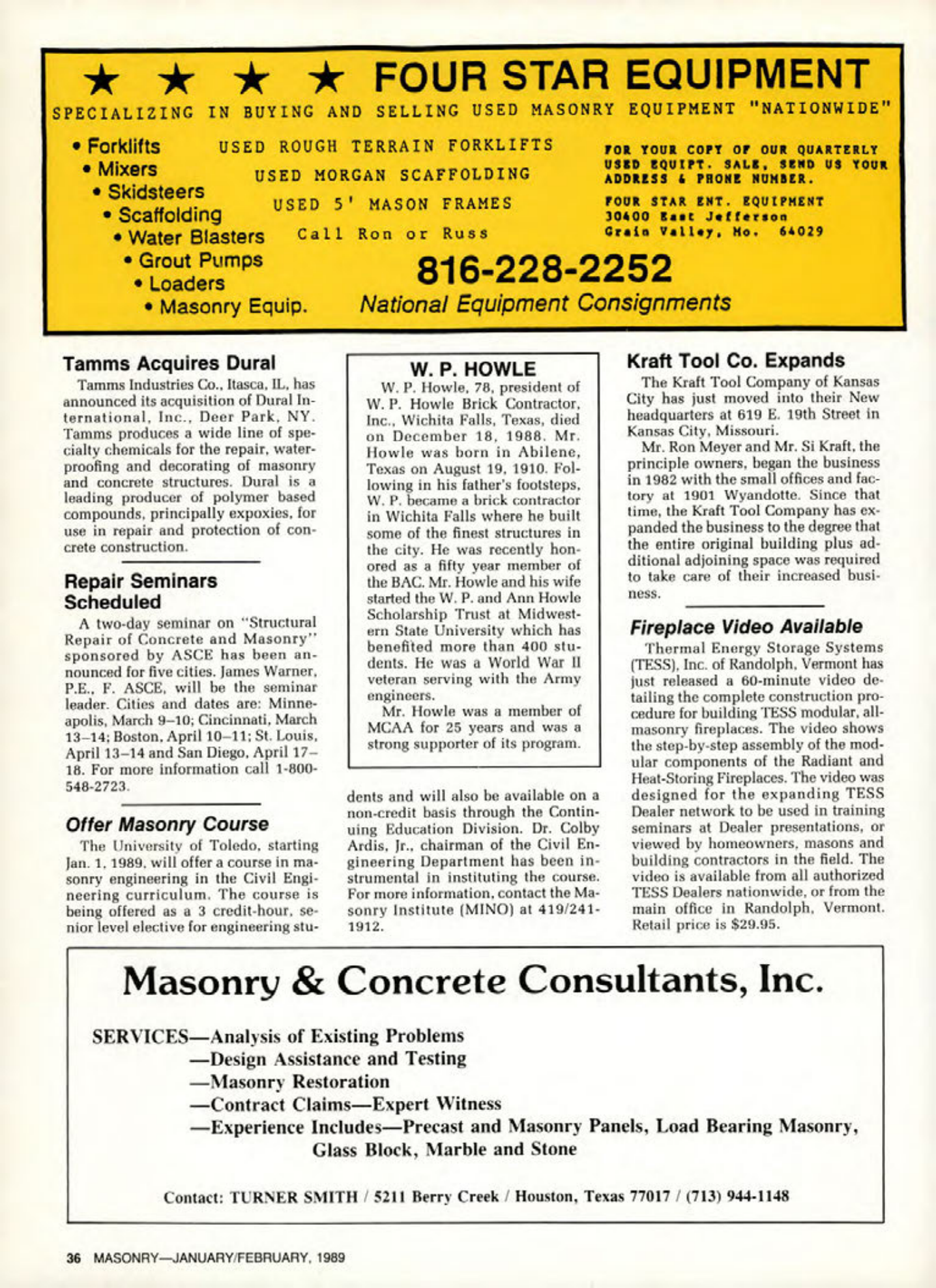 Masonry Magazine February 1989 Page. 36