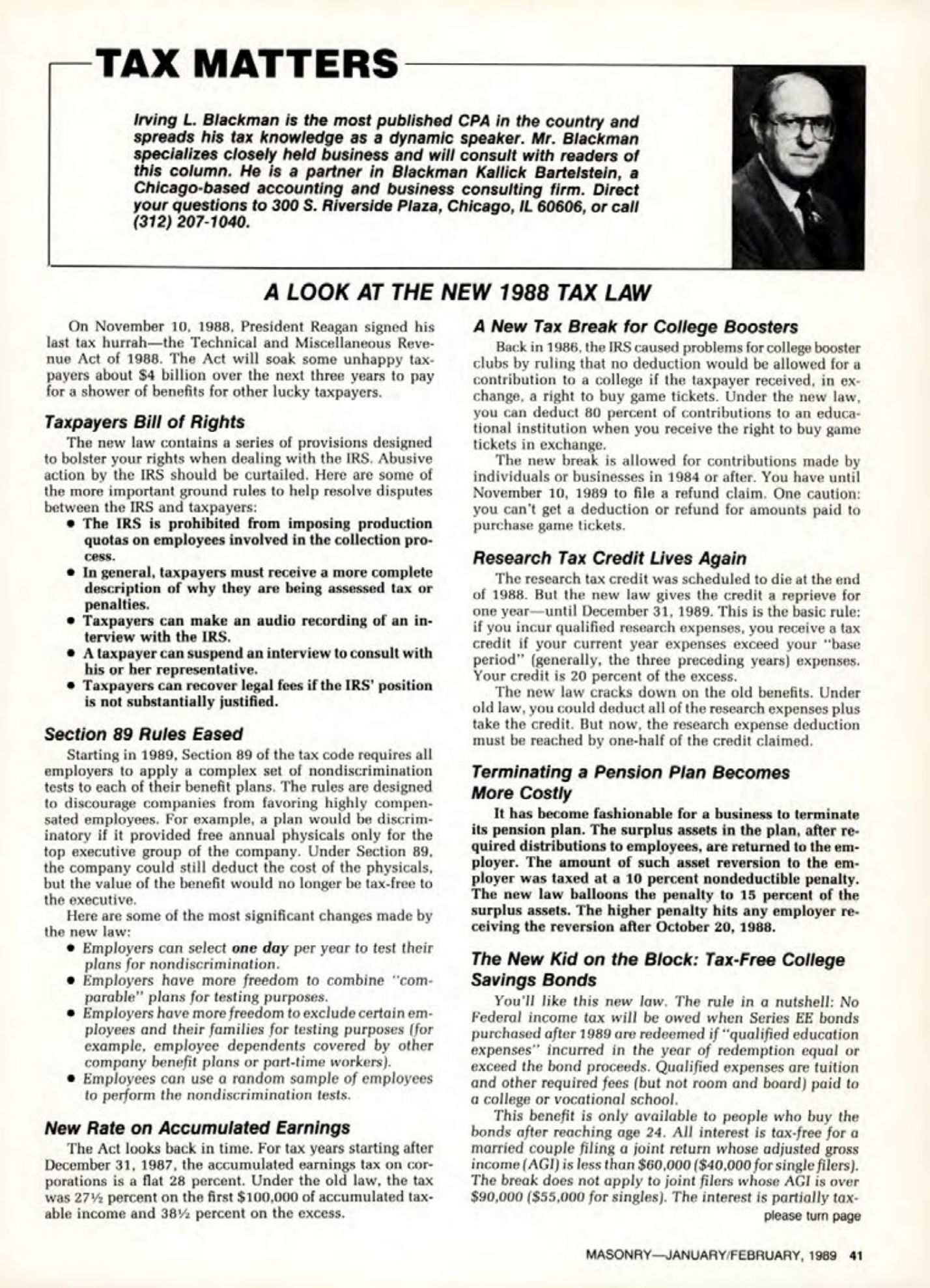 Masonry Magazine February 1989 Page. 41