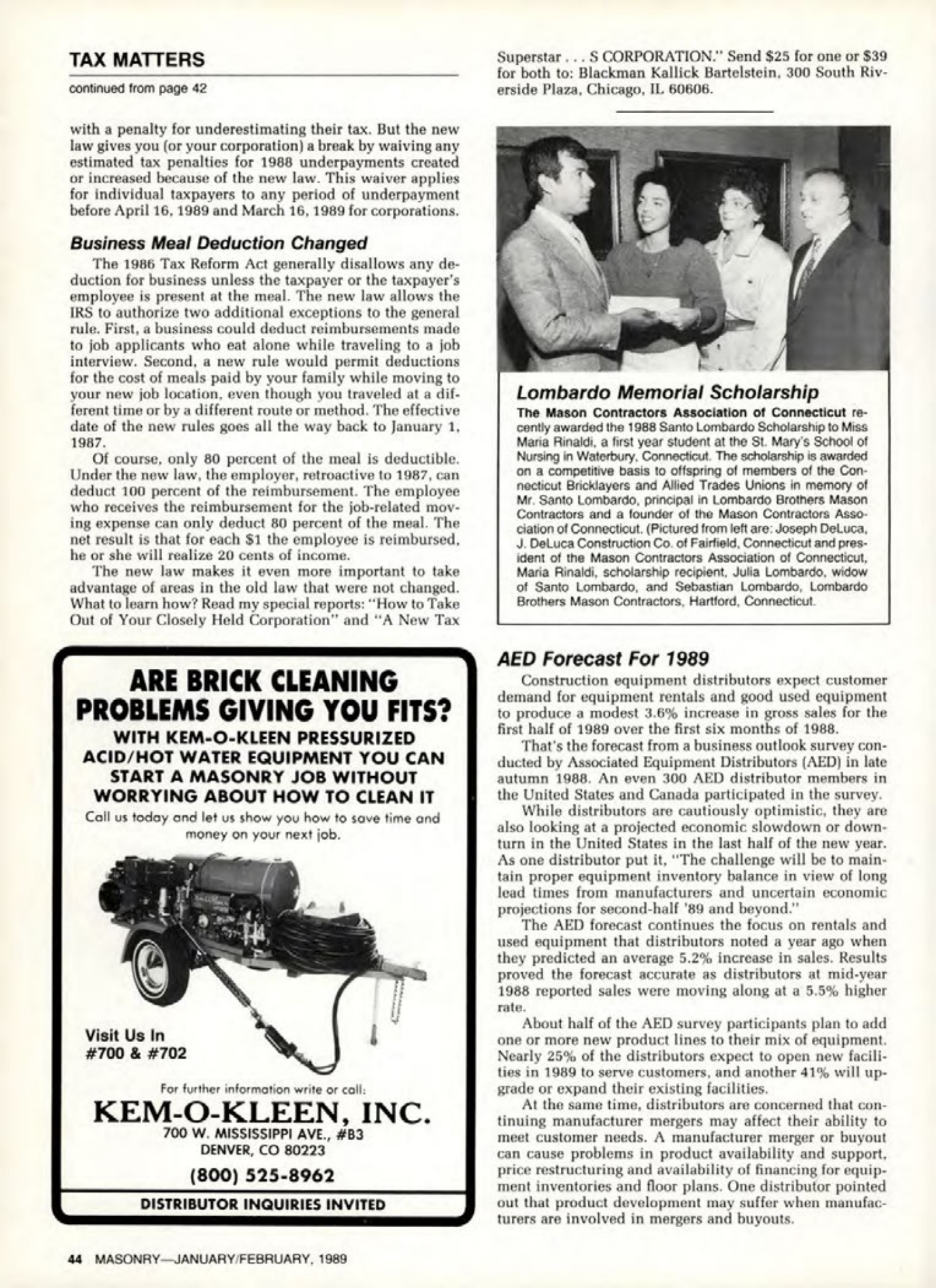 Masonry Magazine February 1989 Page. 44