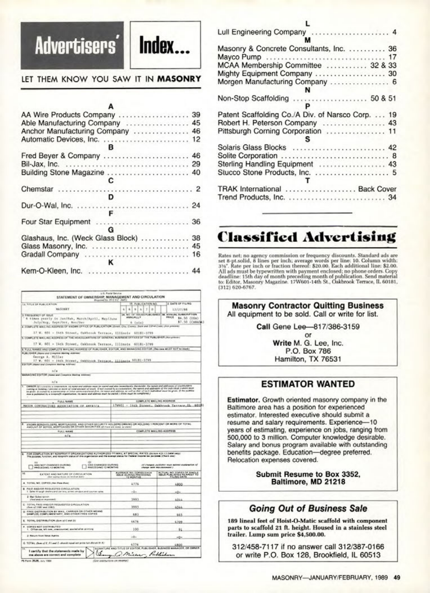 Masonry Magazine February 1989 Page. 49