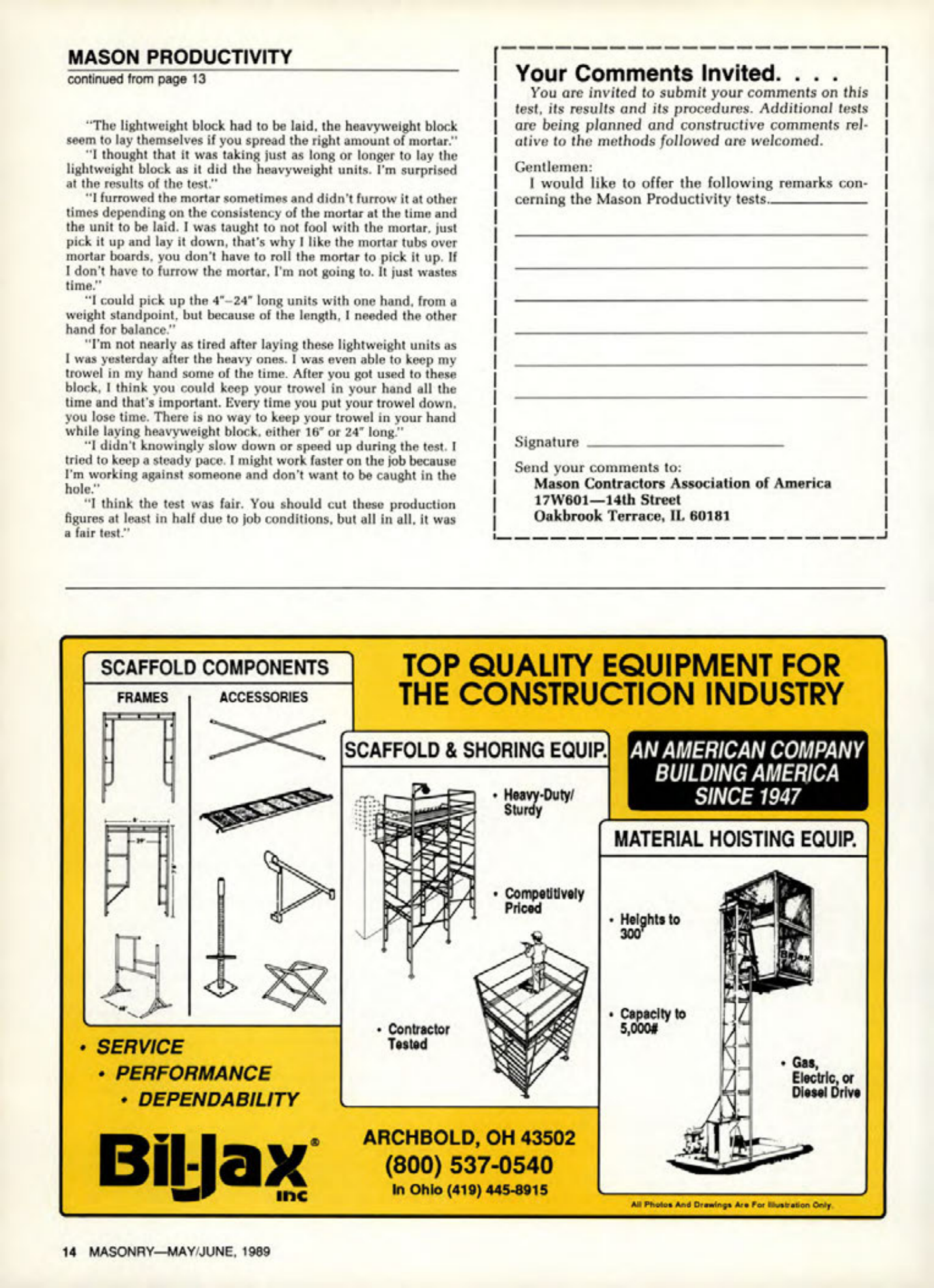 Masonry Magazine June 1989 Page. 14