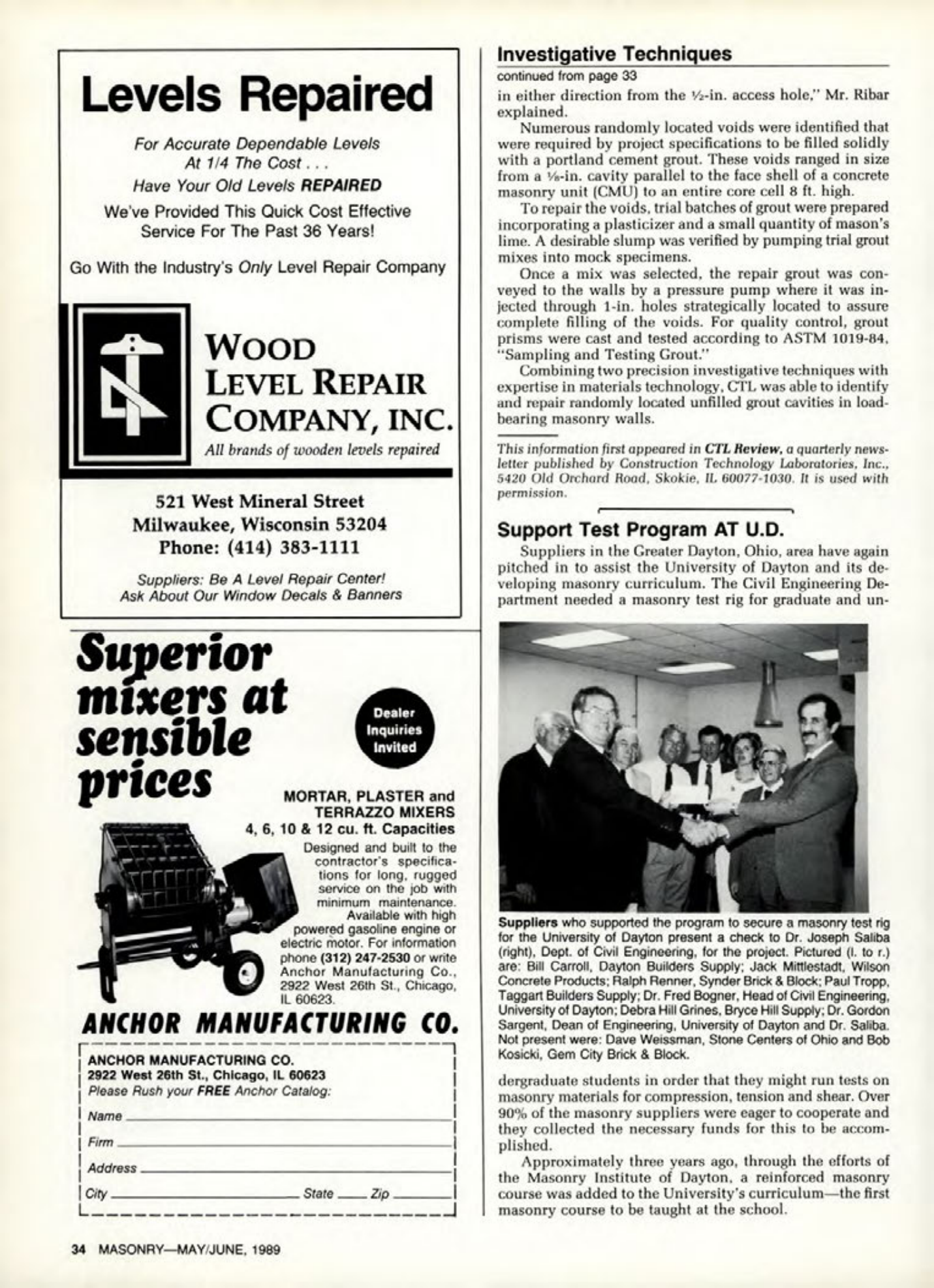 Masonry Magazine June 1989 Page. 34