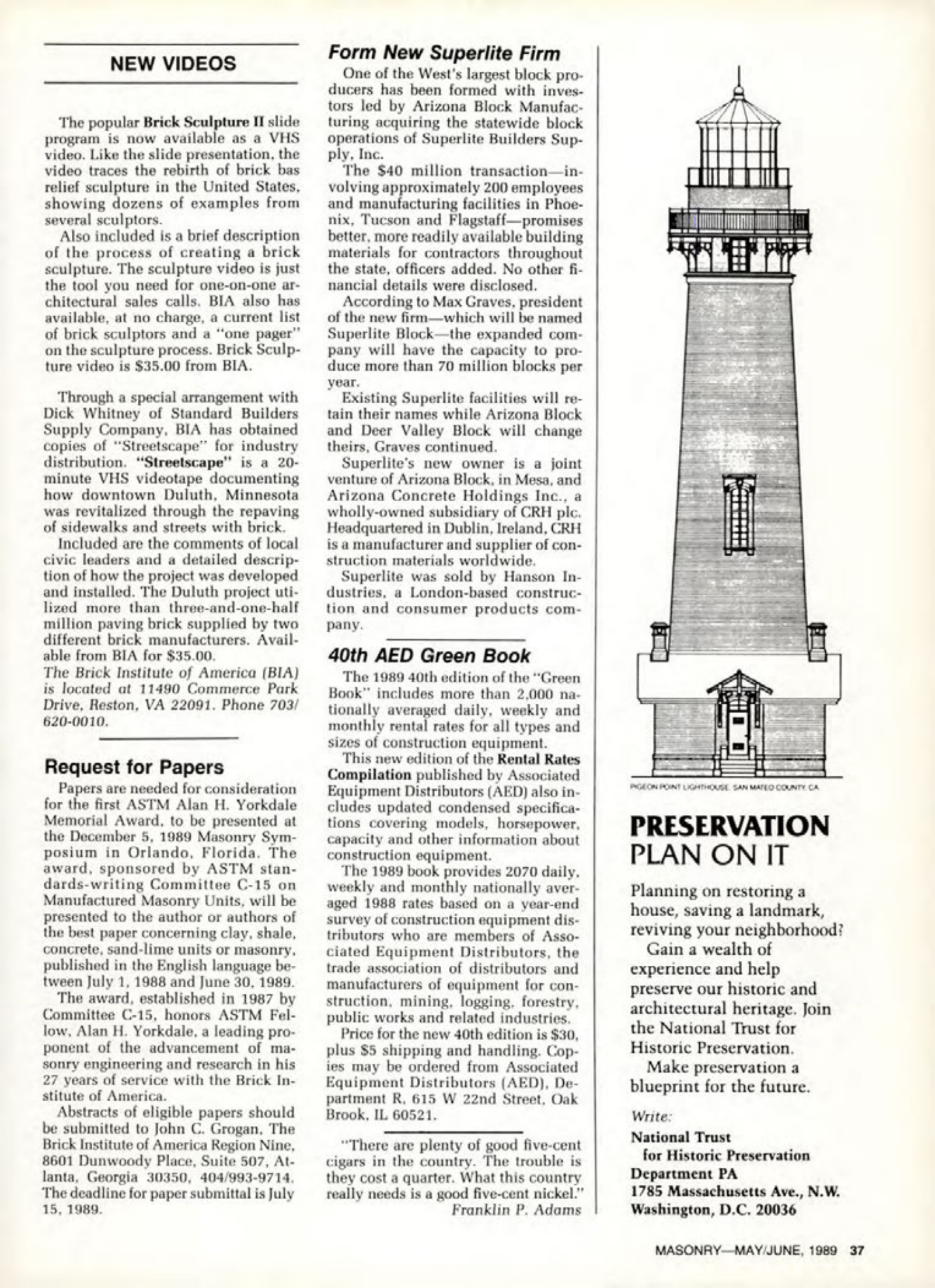 Masonry Magazine June 1989 Page. 37