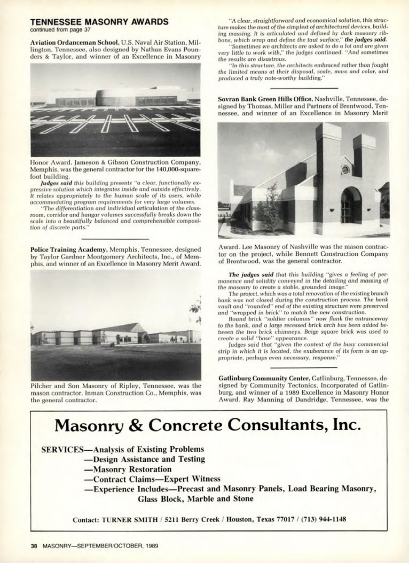 Masonry Magazine October 1989 Page. 38