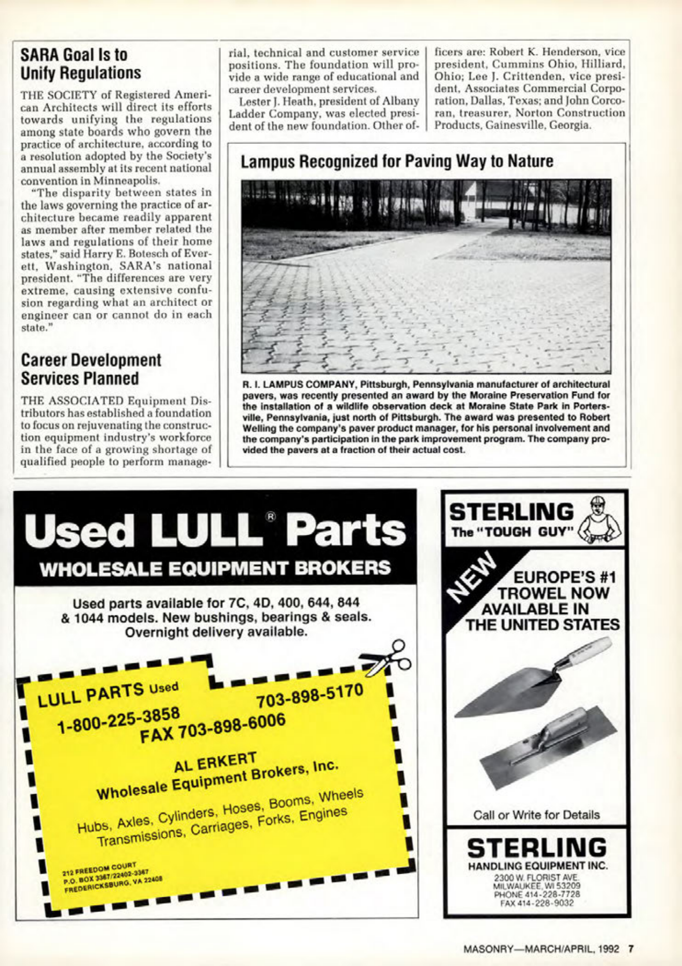 Masonry Magazine April 1992 Page. 7