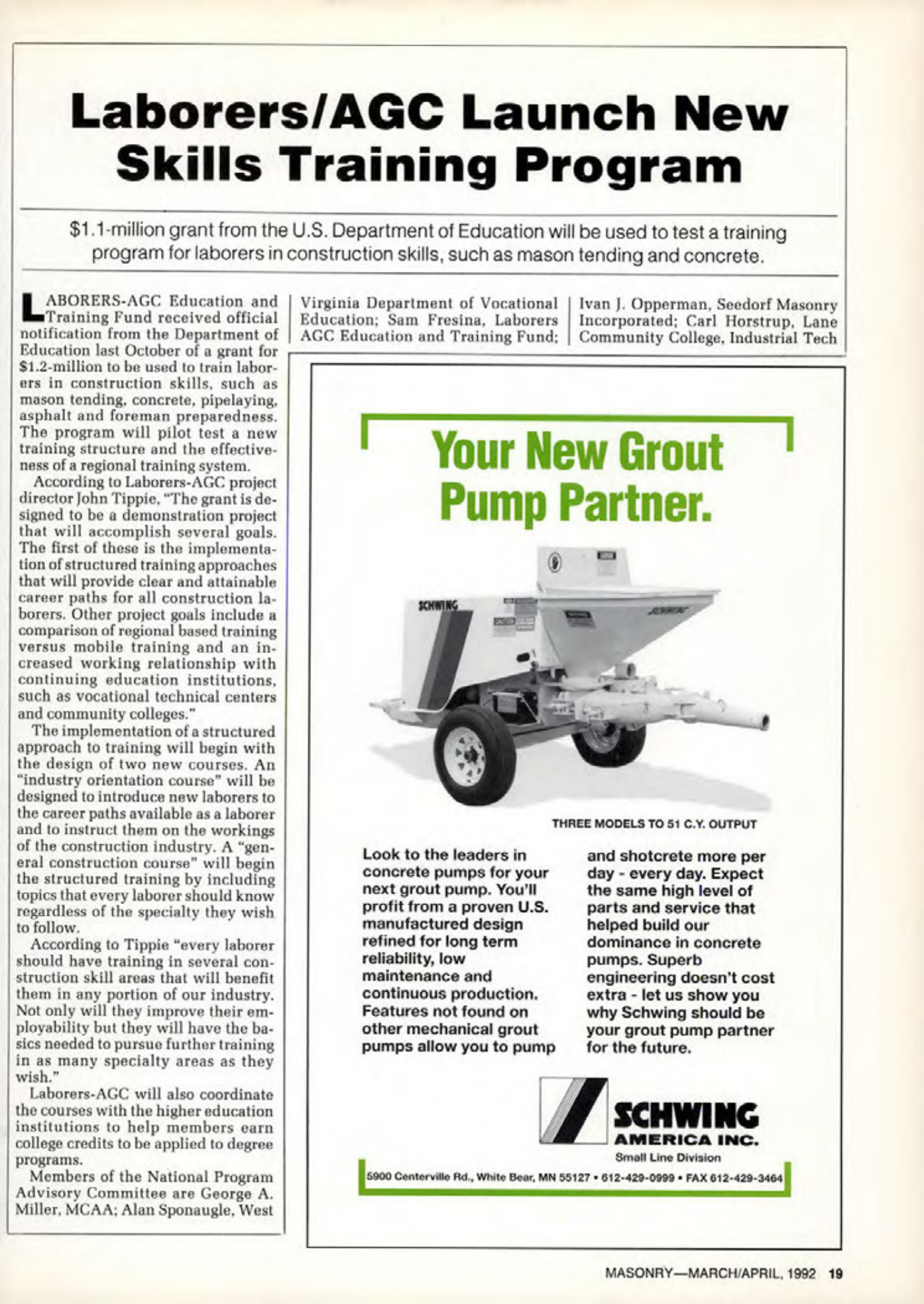 Masonry Magazine April 1992 Page. 19