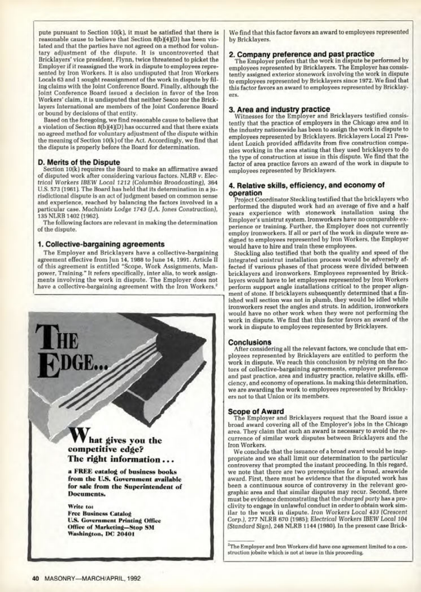 Masonry Magazine April 1992 Page. 40