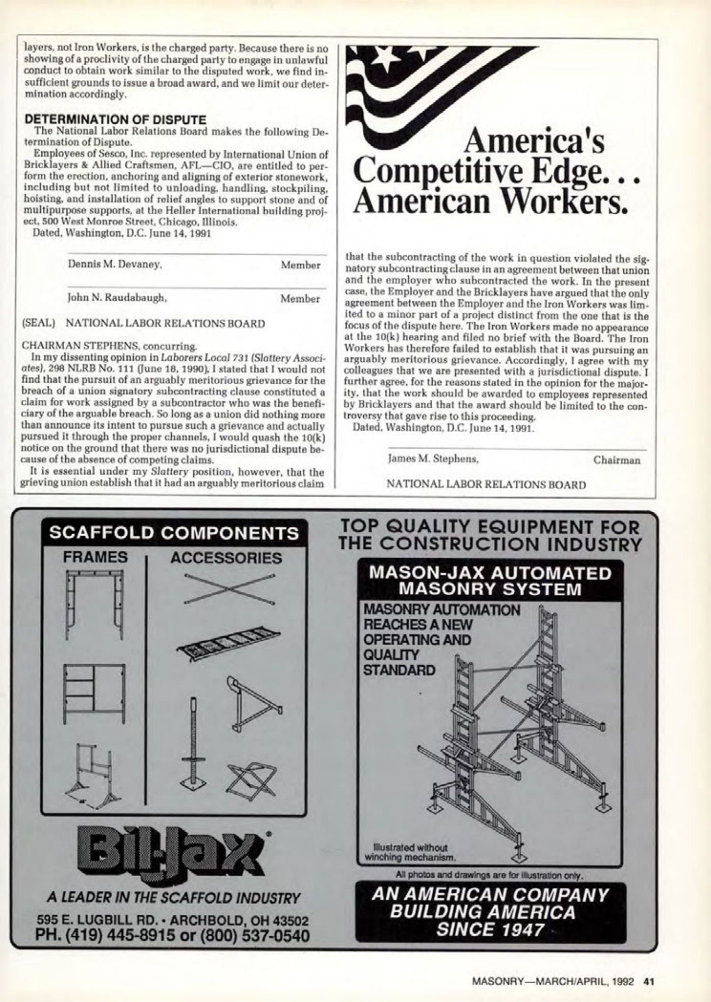 Masonry Magazine April 1992 Page. 41