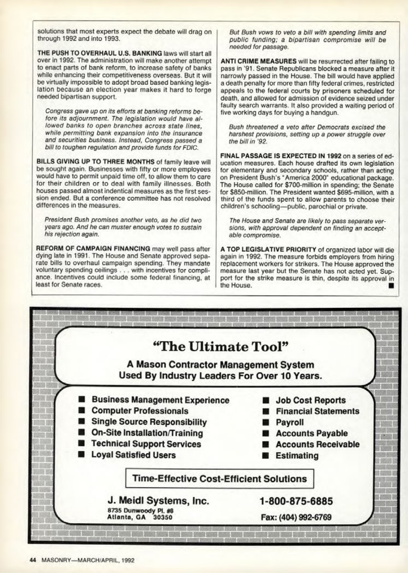 Masonry Magazine April 1992 Page. 44