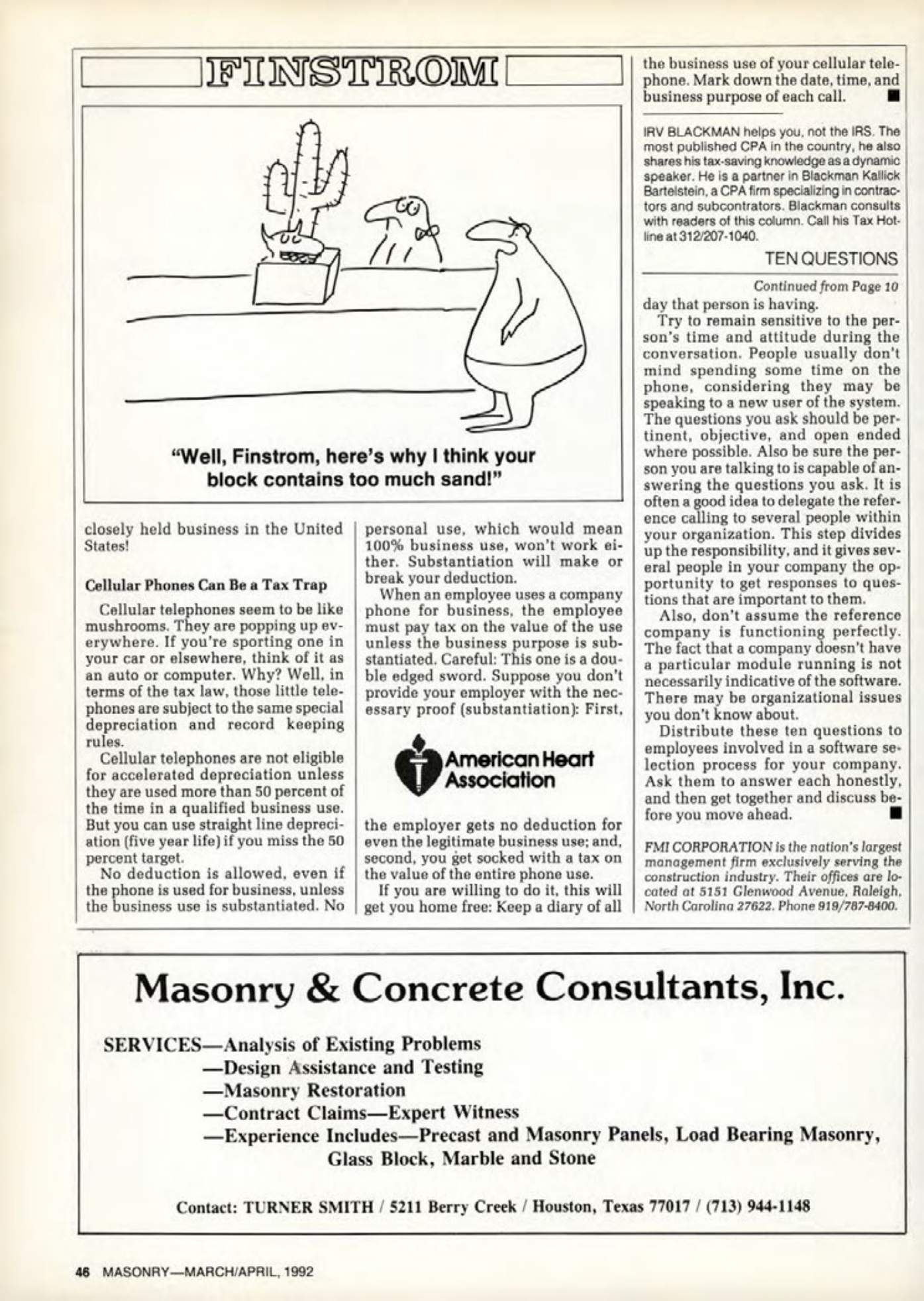 Masonry Magazine April 1992 Page. 46