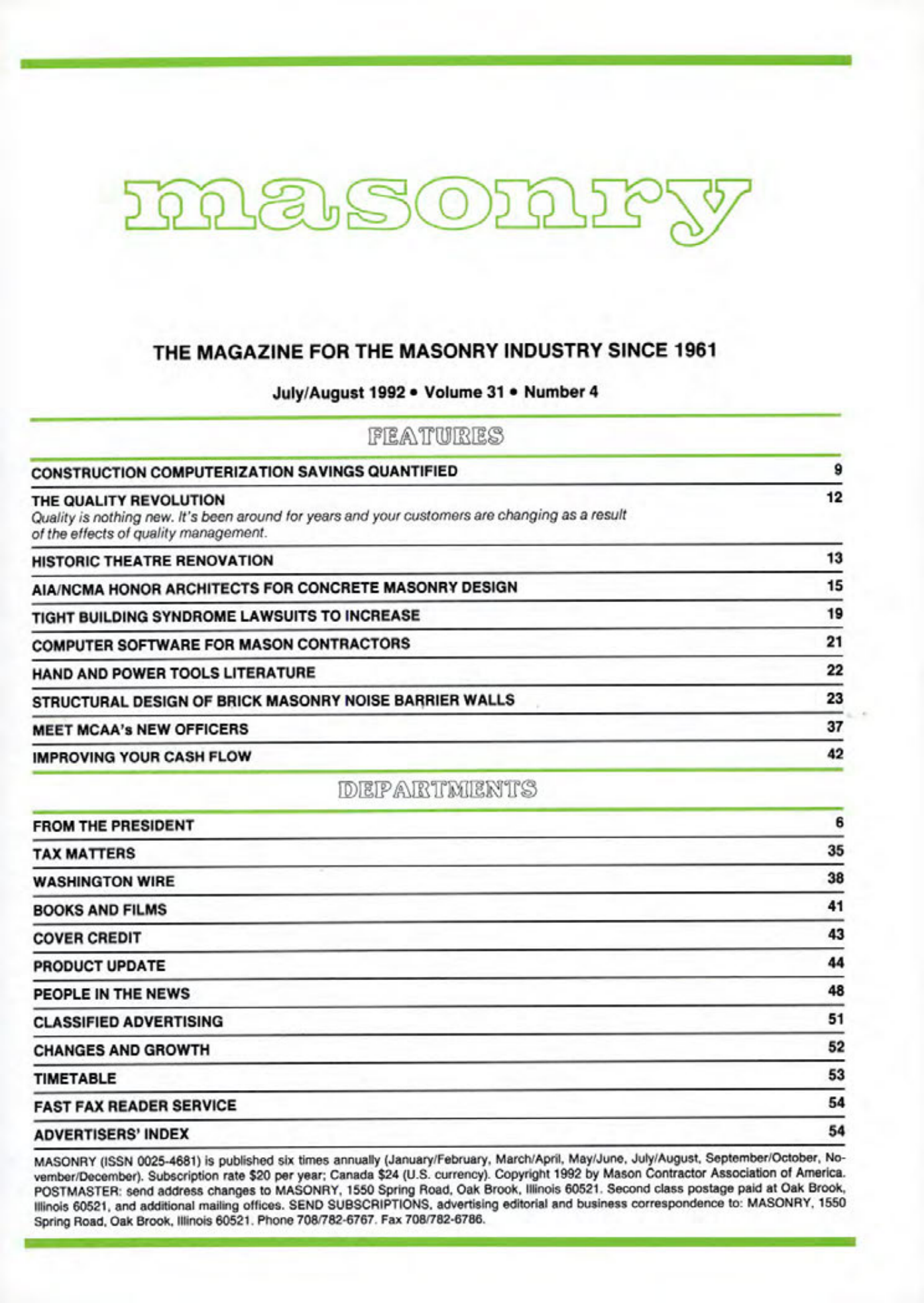 Masonry Magazine August 1992 Page. 3