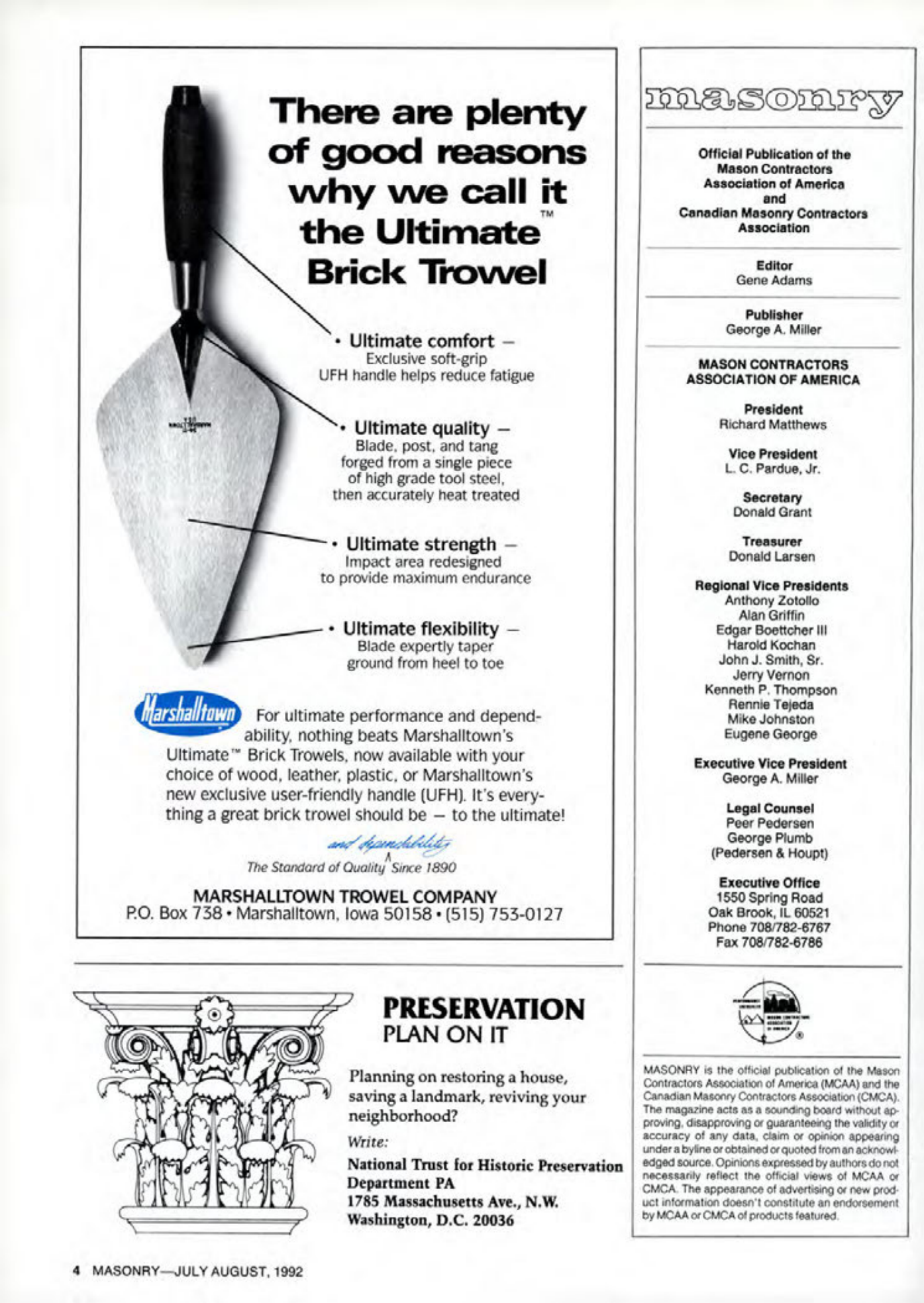 Masonry Magazine August 1992 Page. 4