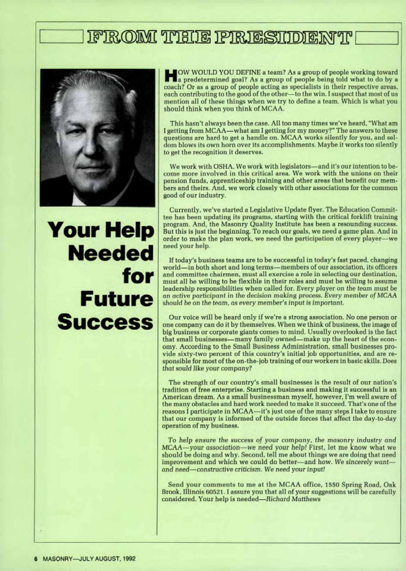 Masonry Magazine August 1992 Page. 6
