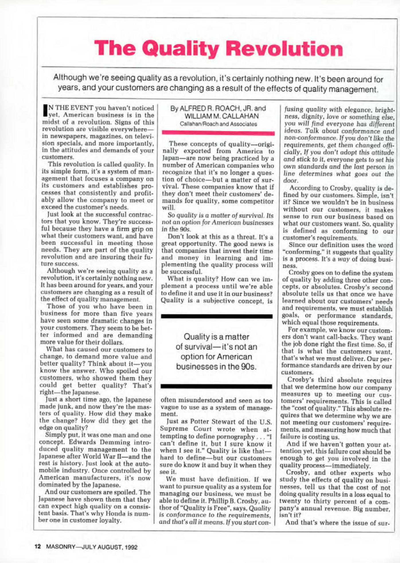 Masonry Magazine August 1992 Page. 12