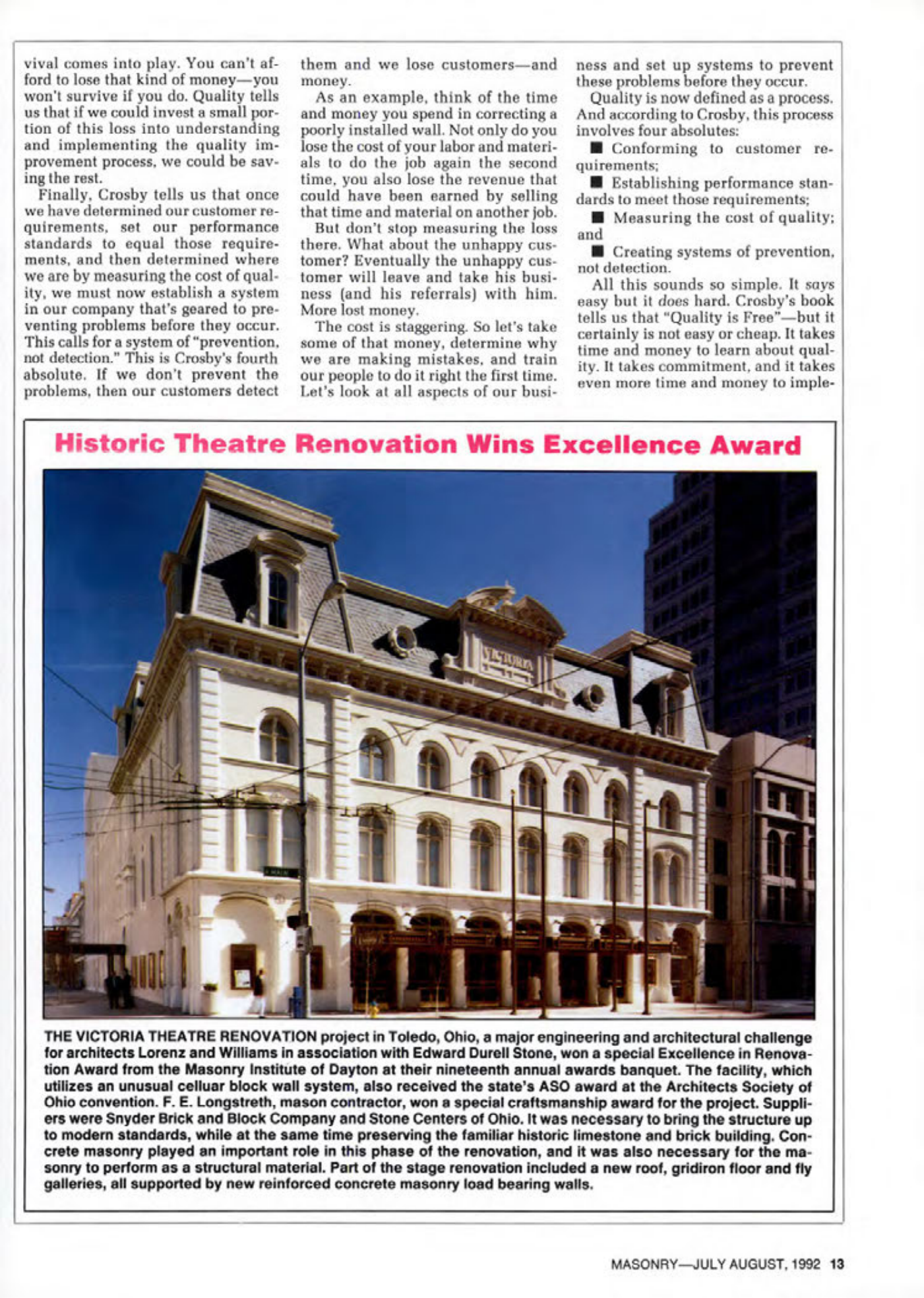 Masonry Magazine August 1992 Page. 13
