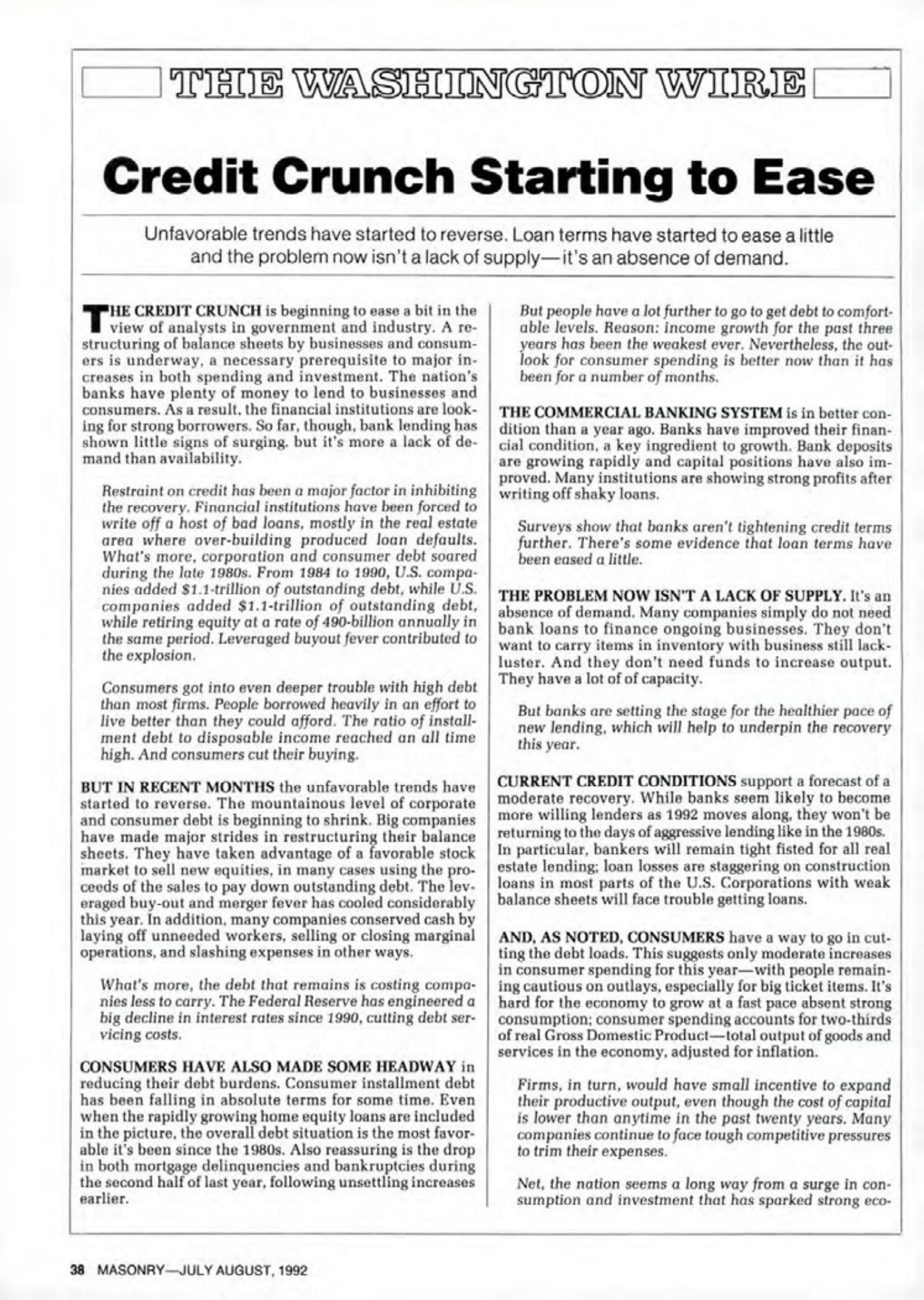 Masonry Magazine August 1992 Page. 38