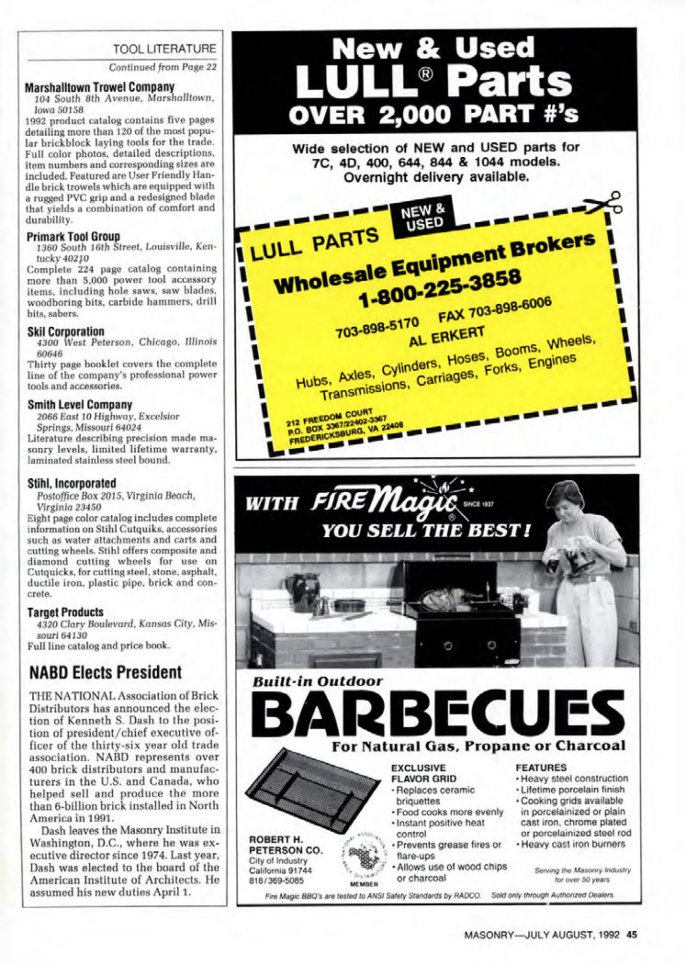 Masonry Magazine August 1992 Page. 45