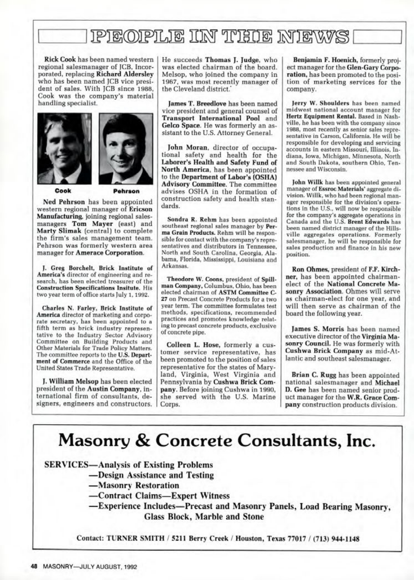 Masonry Magazine August 1992 Page. 48