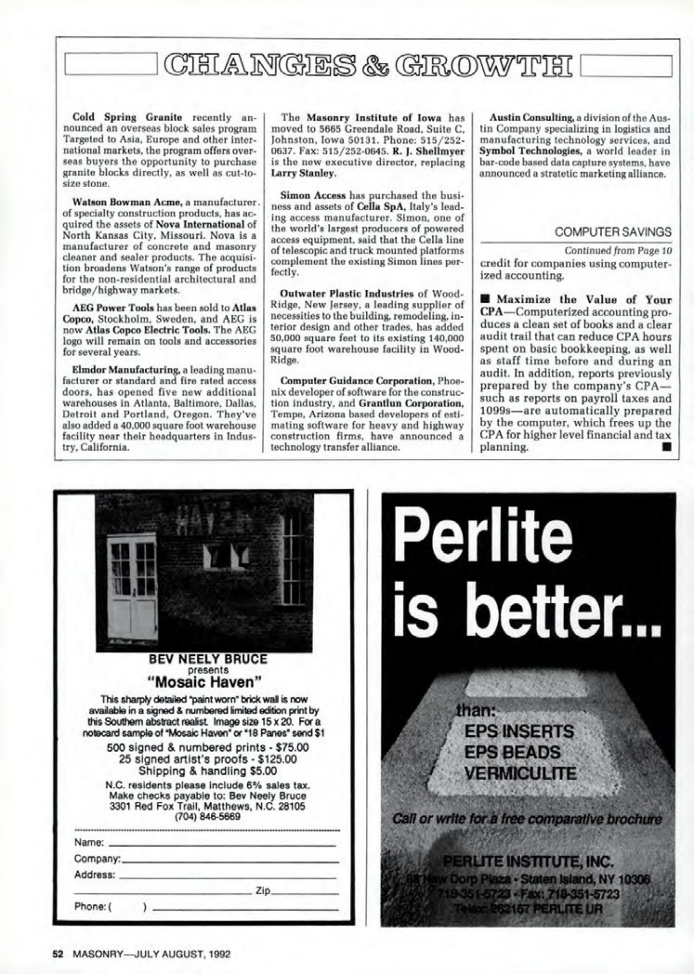 Masonry Magazine August 1992 Page. 52