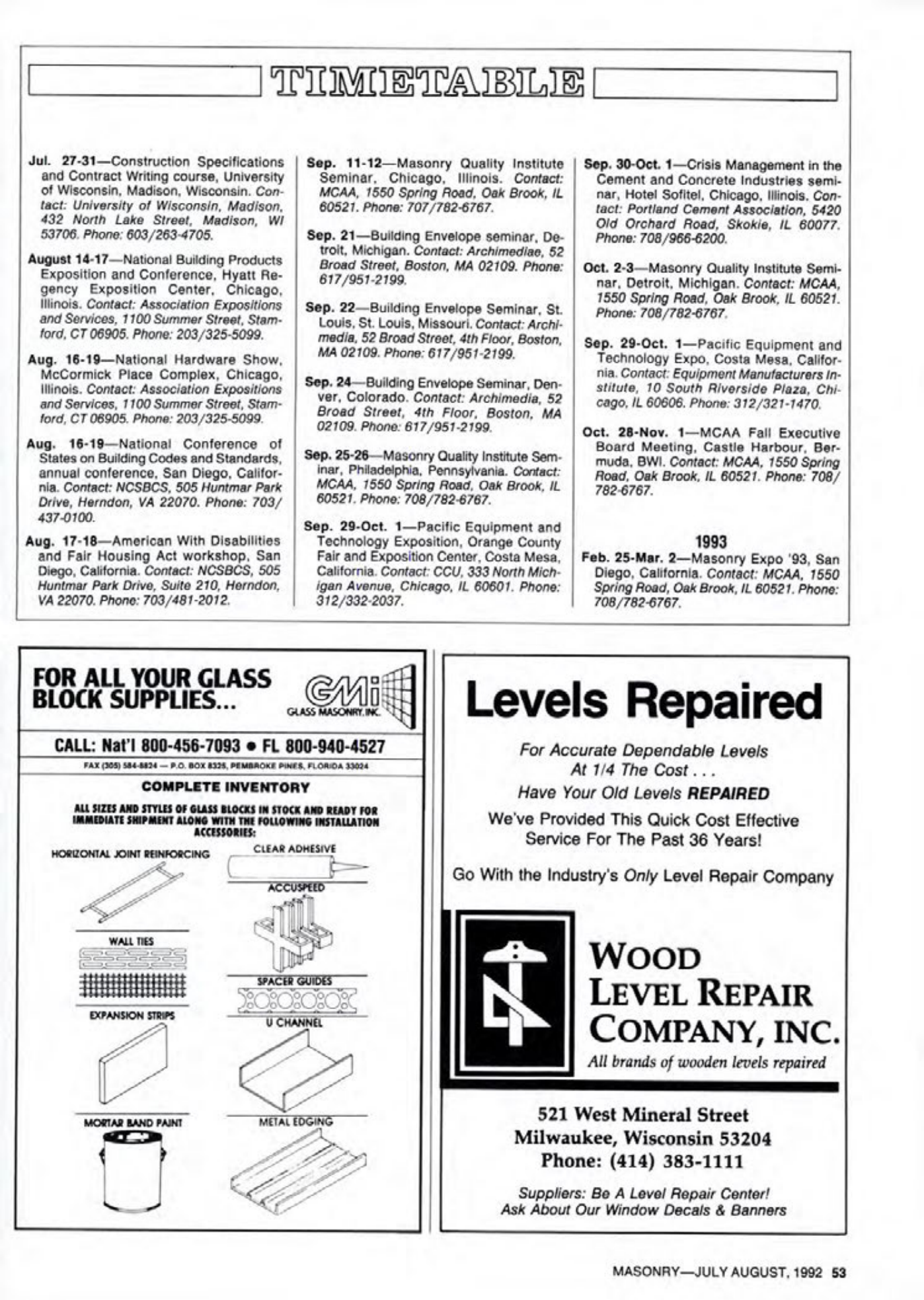 Masonry Magazine August 1992 Page. 53