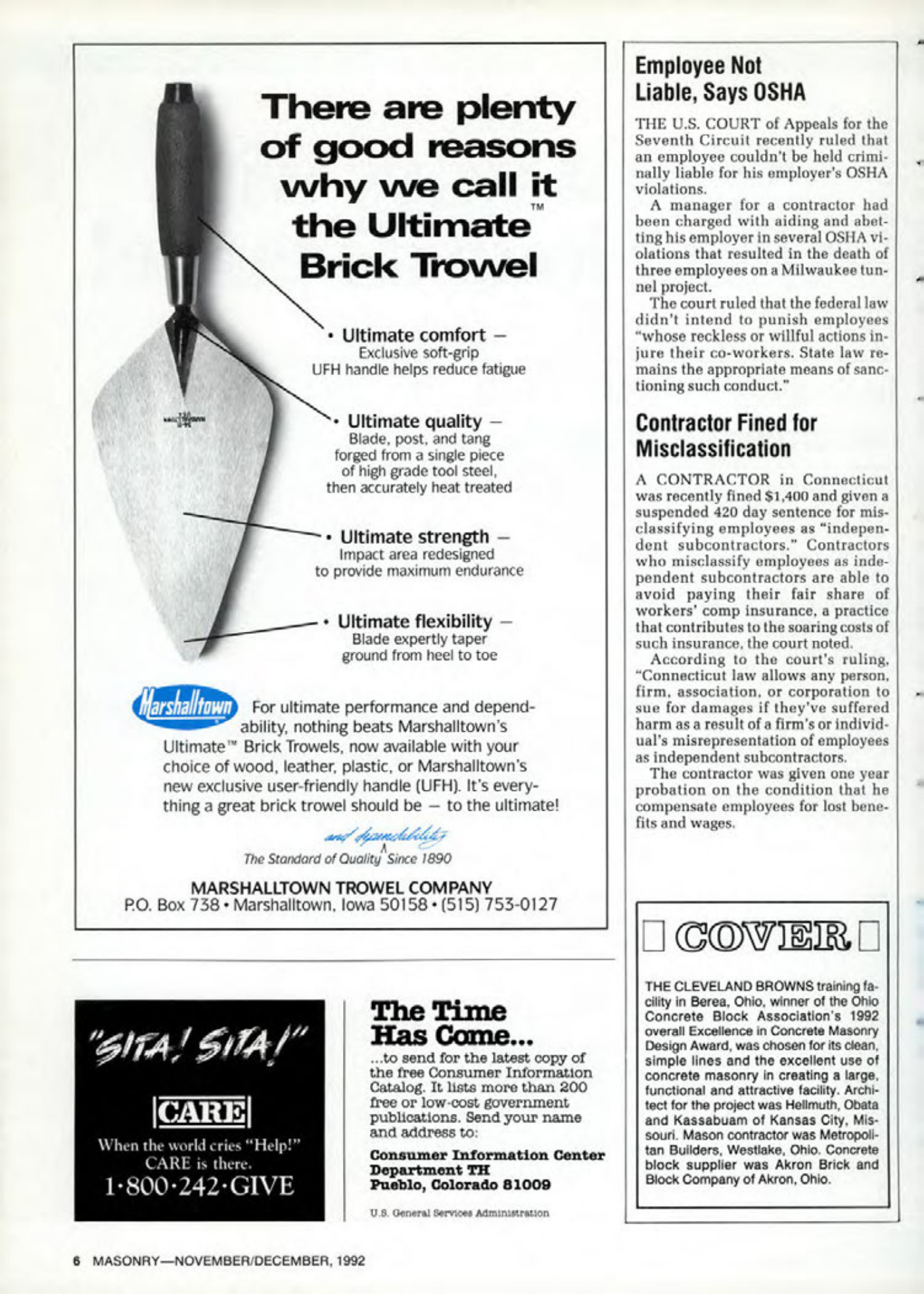 Masonry Magazine December 1992 Page. 6