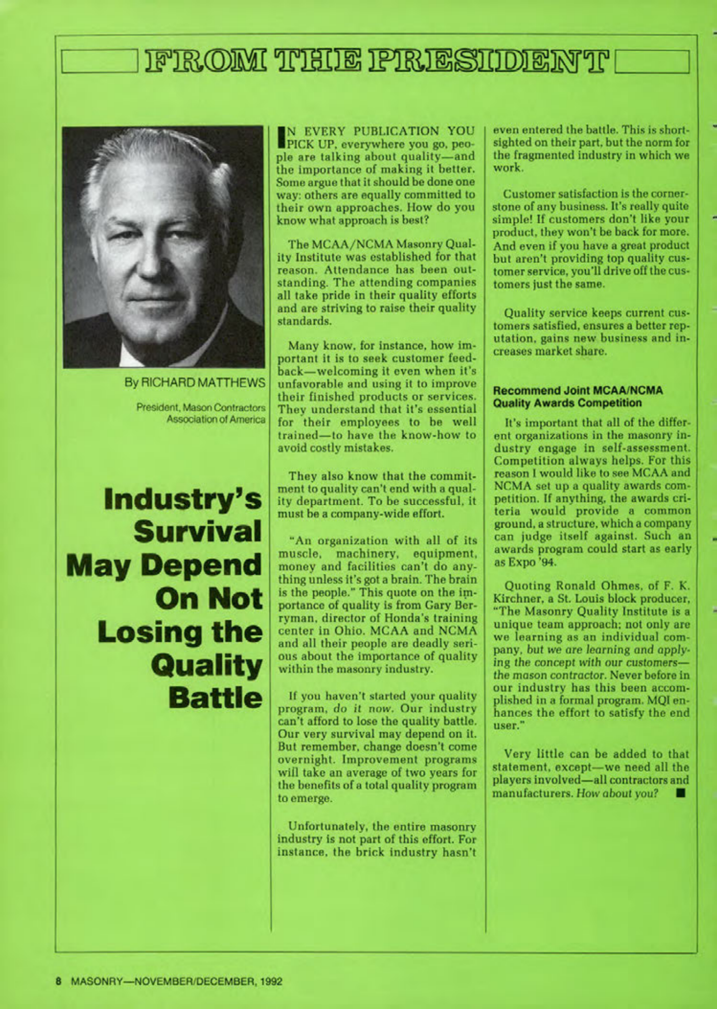 Masonry Magazine December 1992 Page. 8