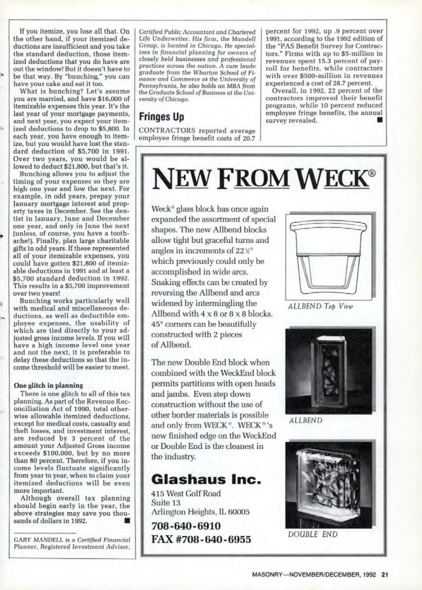 Masonry Magazine December 1992 Page. 21