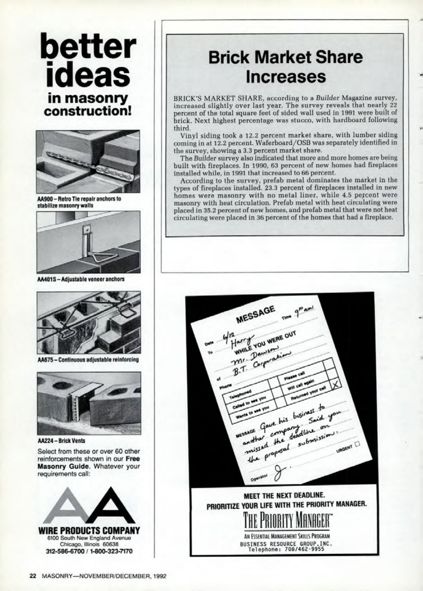 Masonry Magazine December 1992 Page. 22