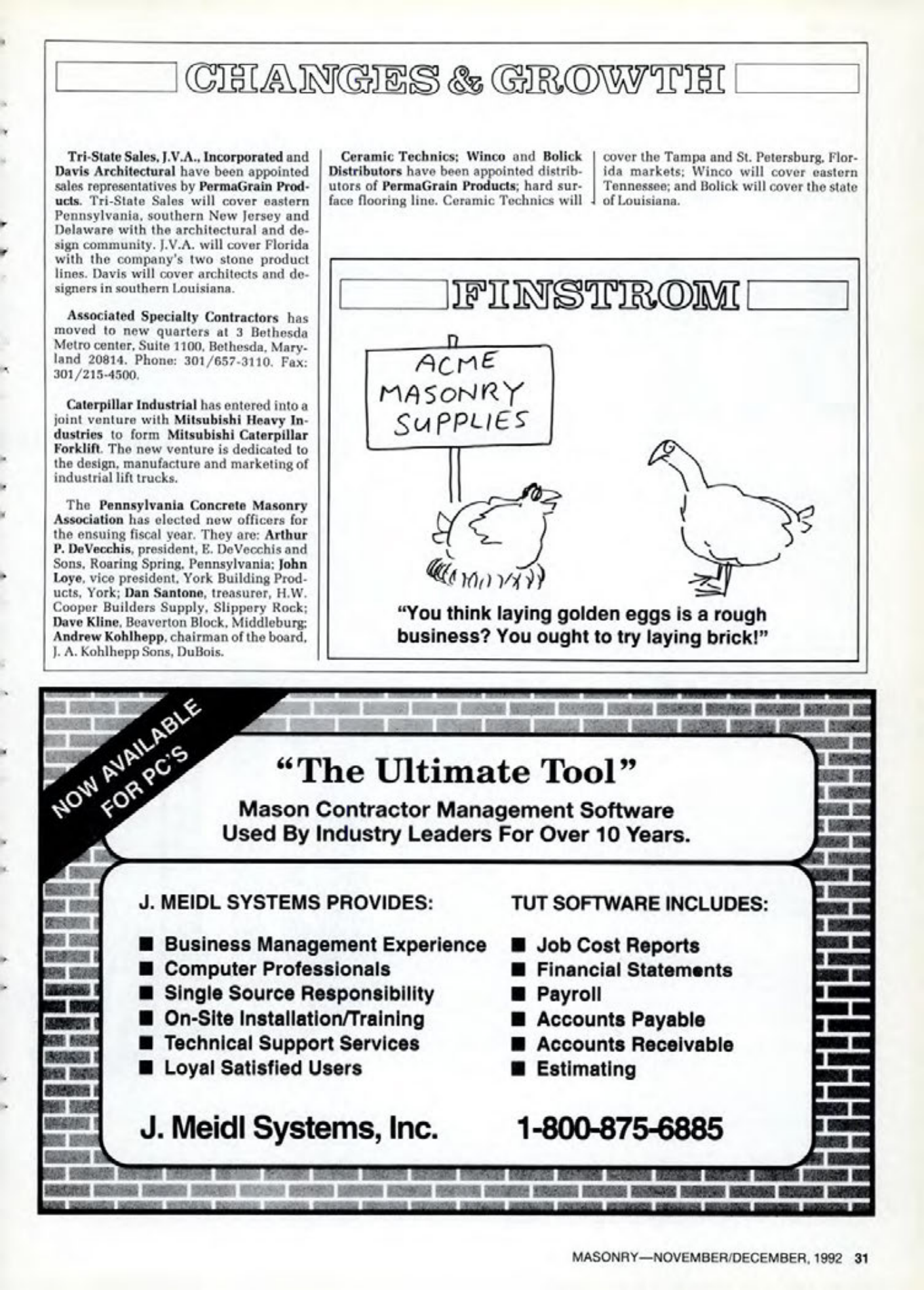 Masonry Magazine December 1992 Page. 31