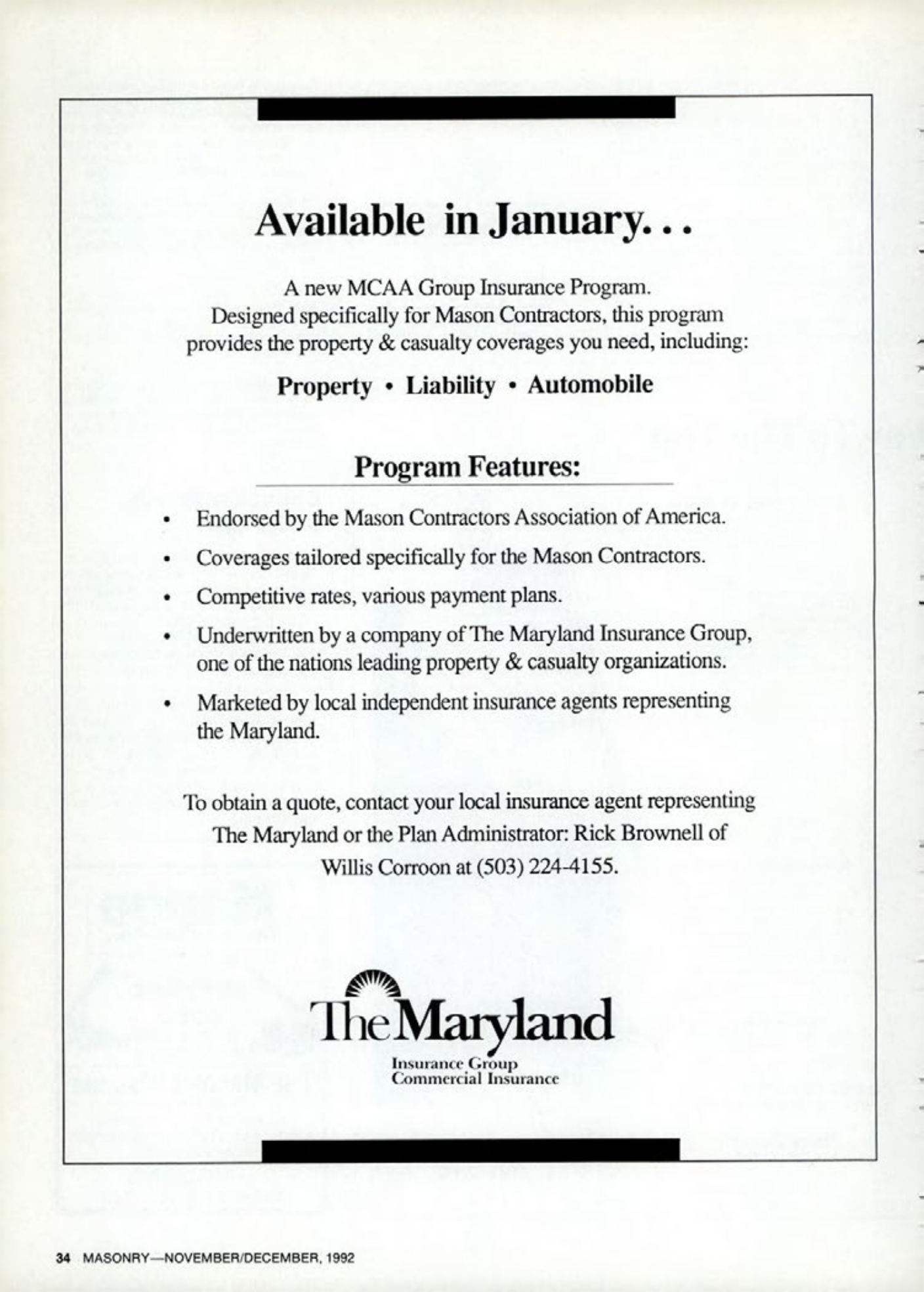 Masonry Magazine December 1992 Page. 34