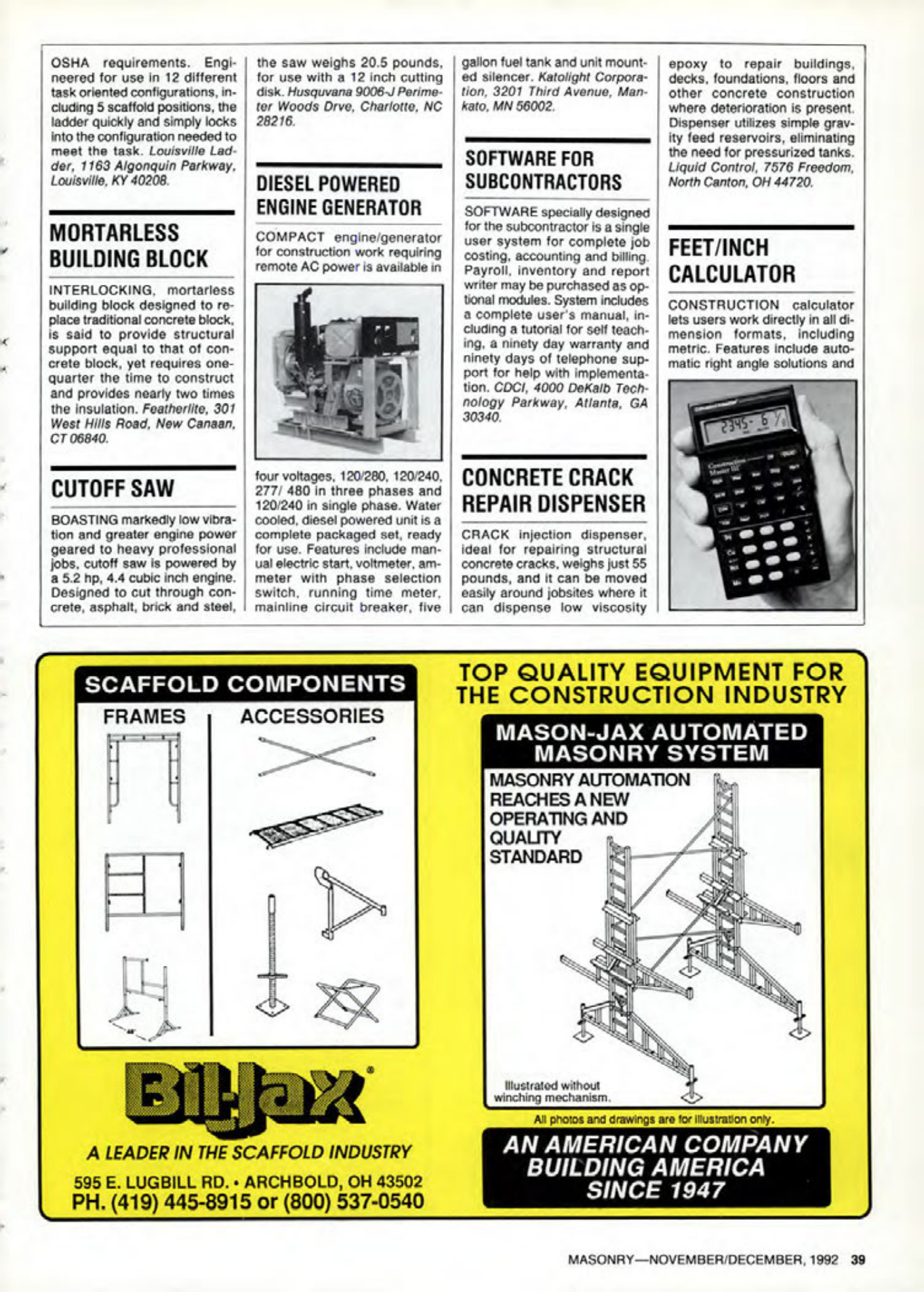 Masonry Magazine December 1992 Page. 39