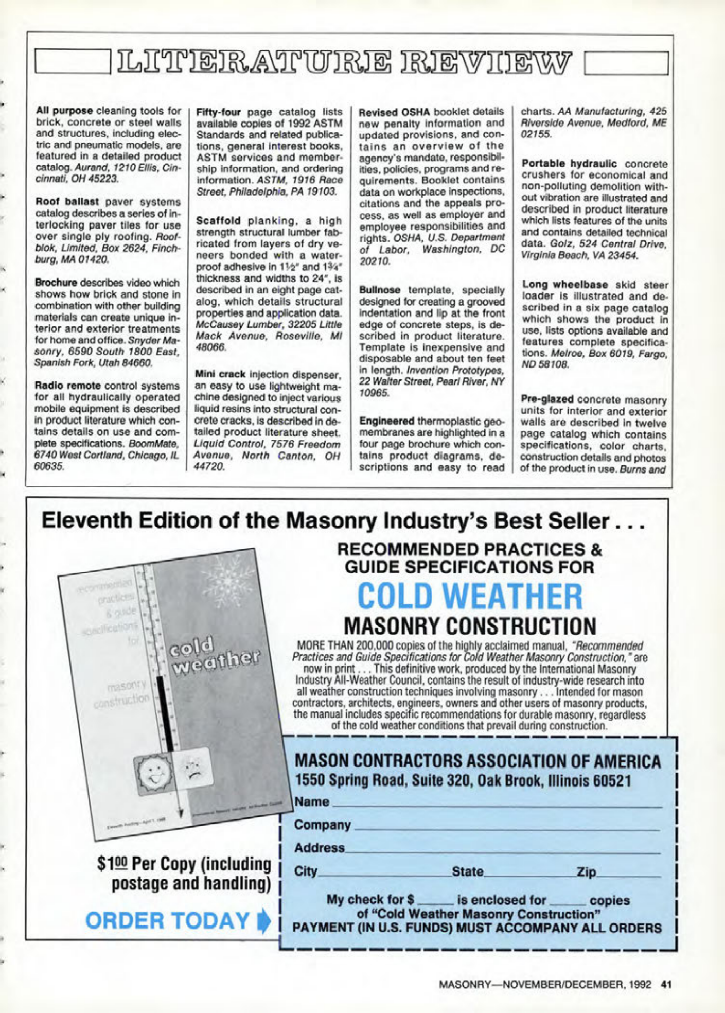 Masonry Magazine December 1992 Page. 41