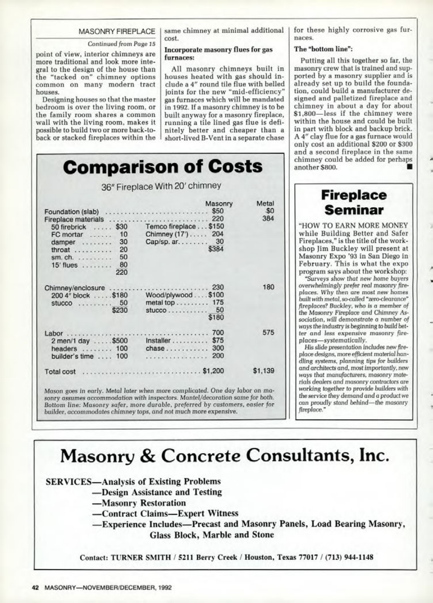 Masonry Magazine December 1992 Page. 42