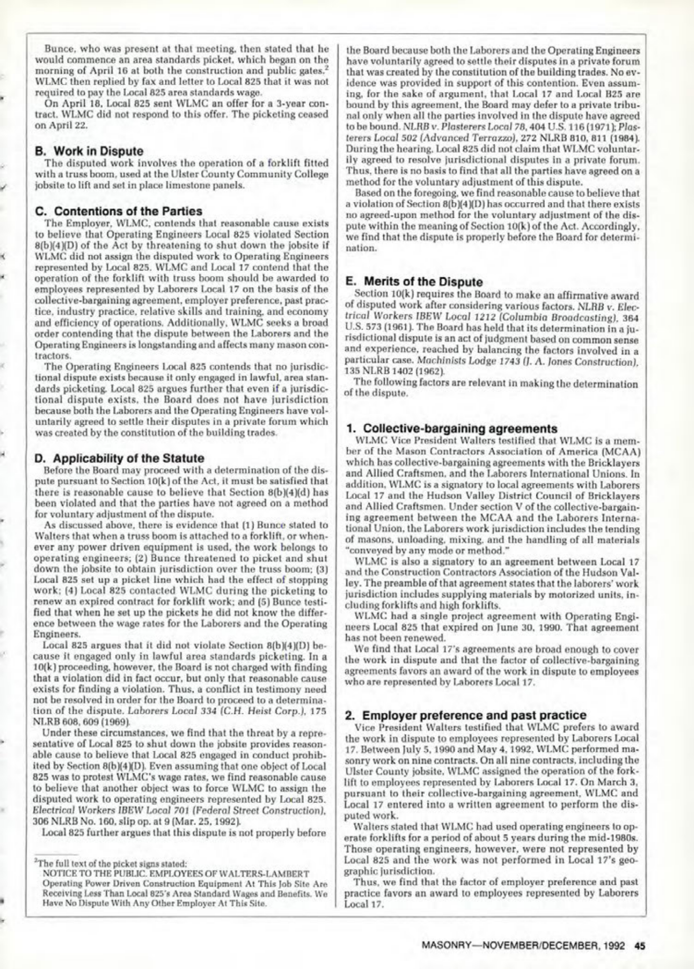 Masonry Magazine December 1992 Page. 45