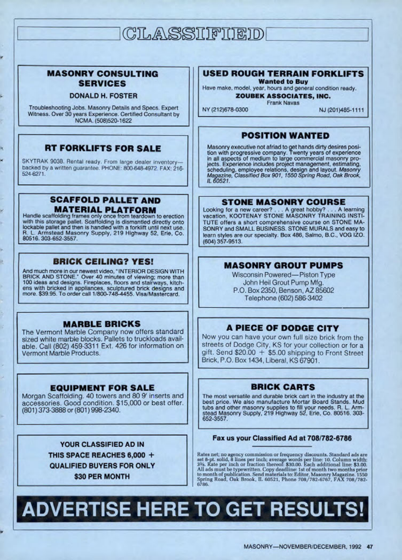 Masonry Magazine December 1992 Page. 47