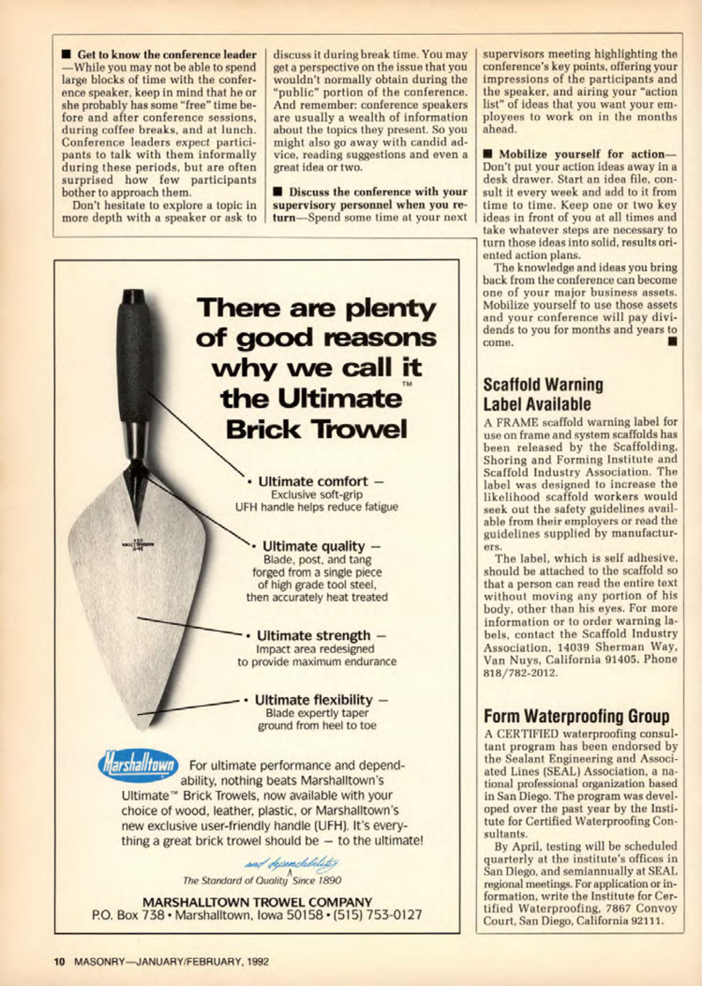 Masonry Magazine February 1992 Page. 10