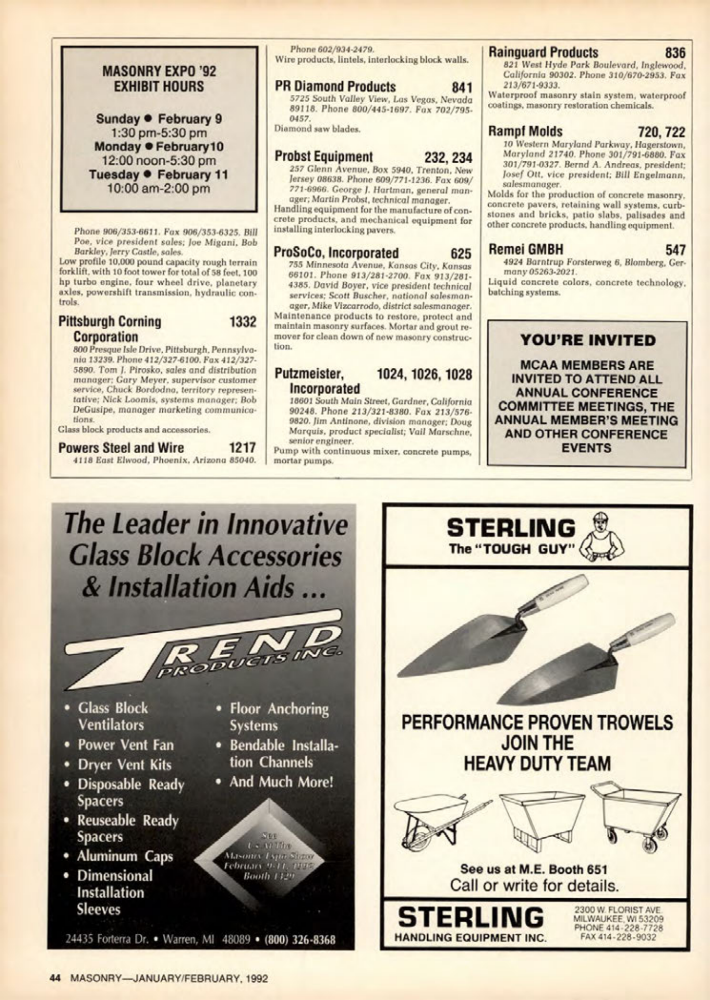 Masonry Magazine February 1992 Page. 44