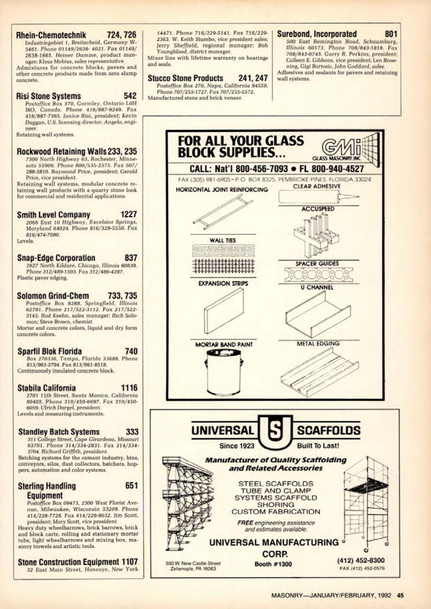 Masonry Magazine February 1992 Page. 45