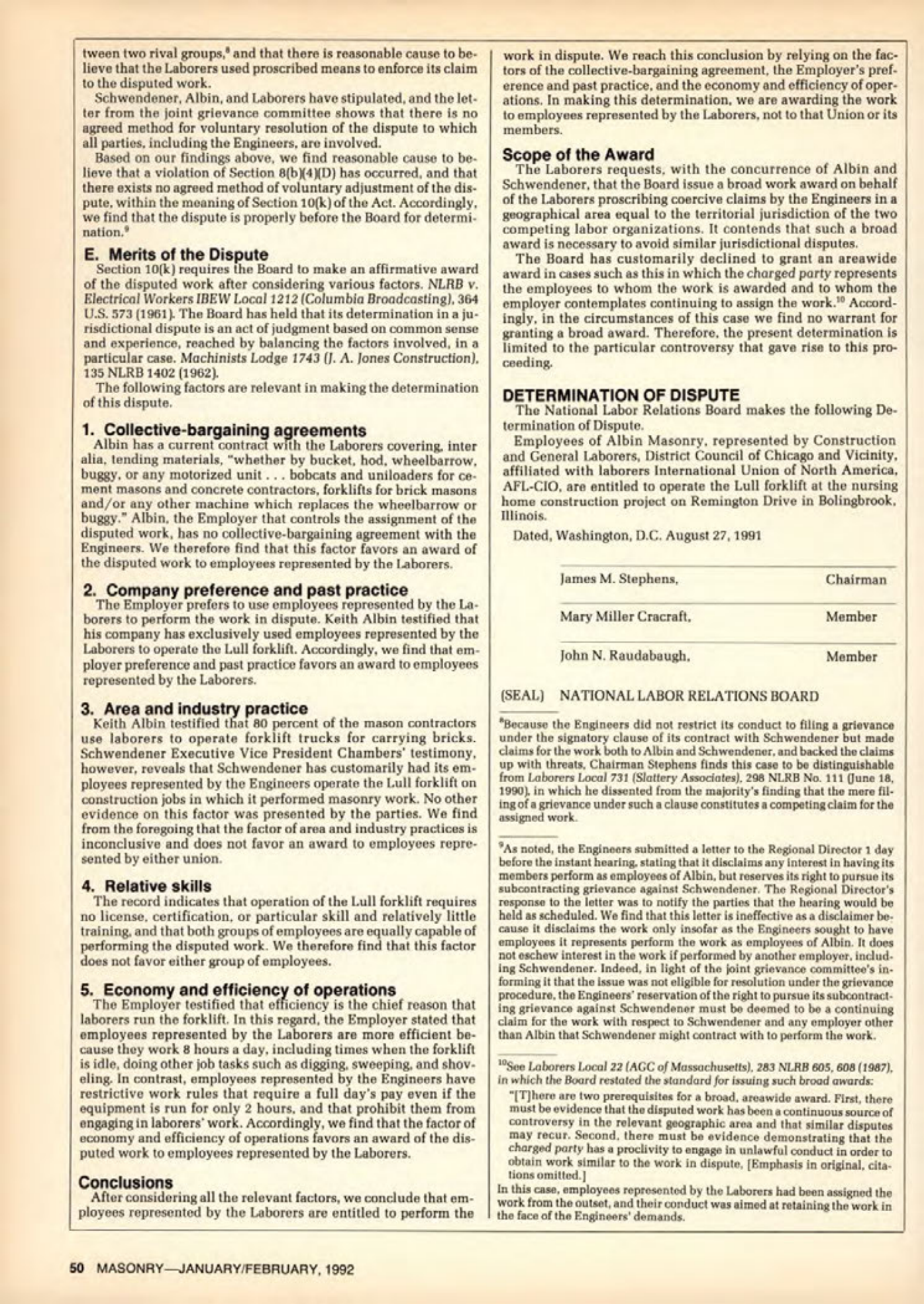 Masonry Magazine February 1992 Page. 50